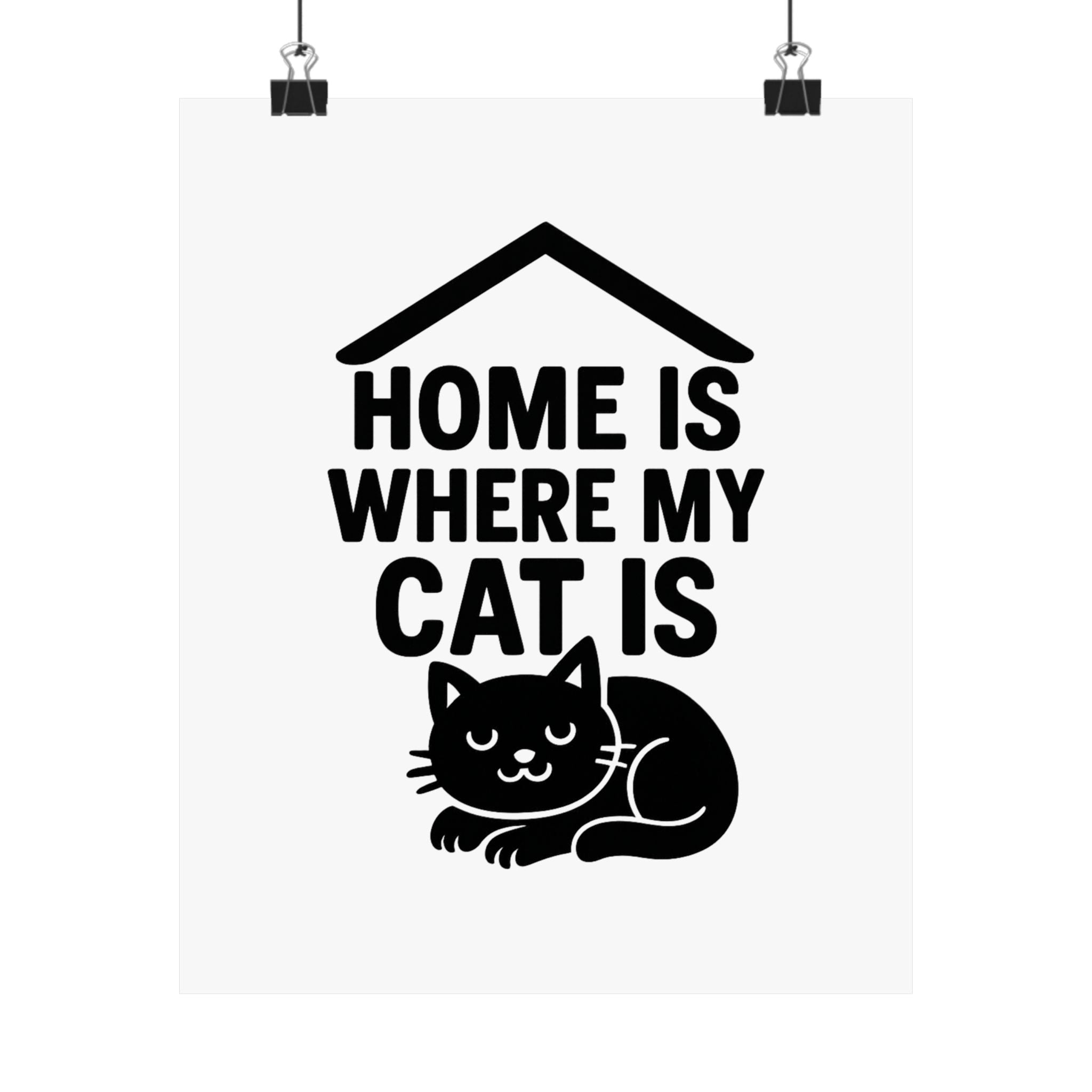Home is Where My Cat Is Poster, Cat Lover Gift, Minimalist Cat Wall Art, Cat Owner Home Decor, Housewarming Gift for Cat Mom