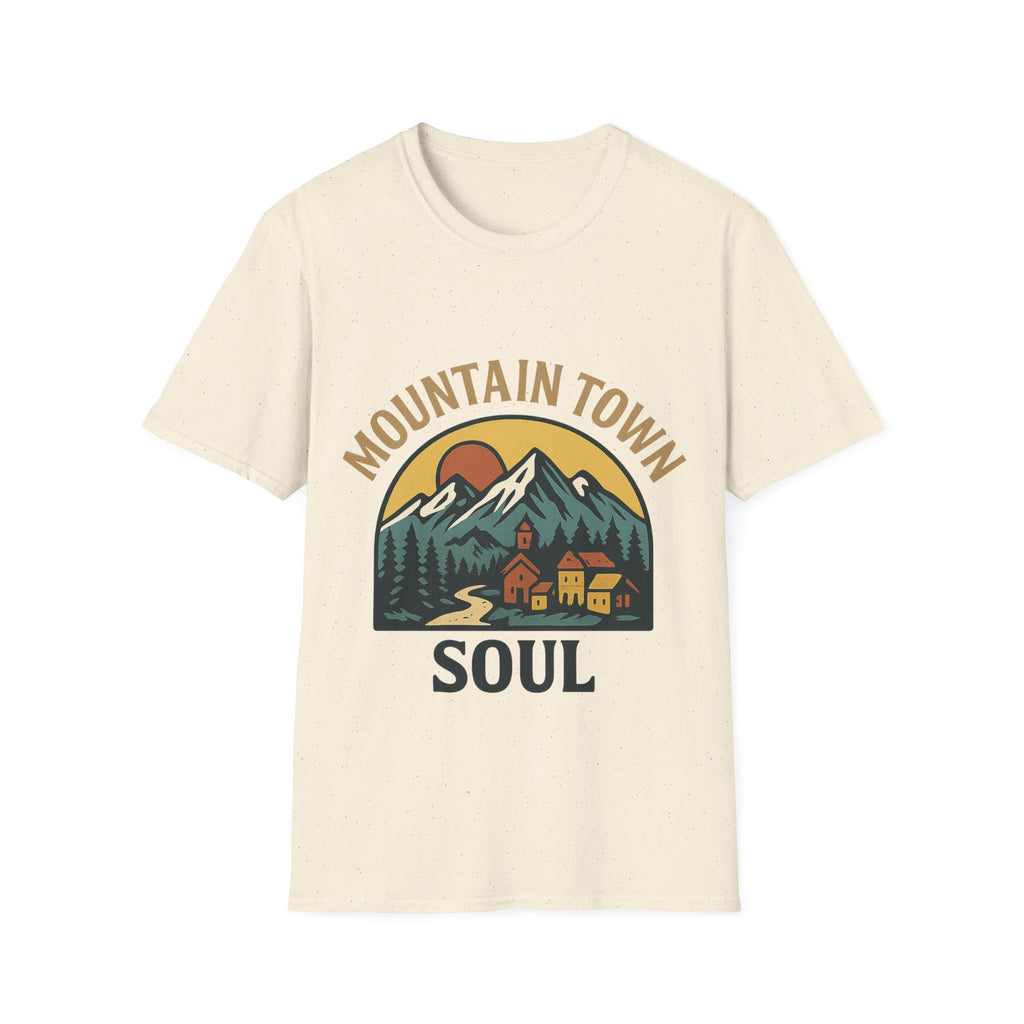 Mountain Town Soul Vintage Hiking Tee Raised on Mountain Air Shirt Wilderness Outdoor Adventure Gift Alpine Heritage Retro Tshirt