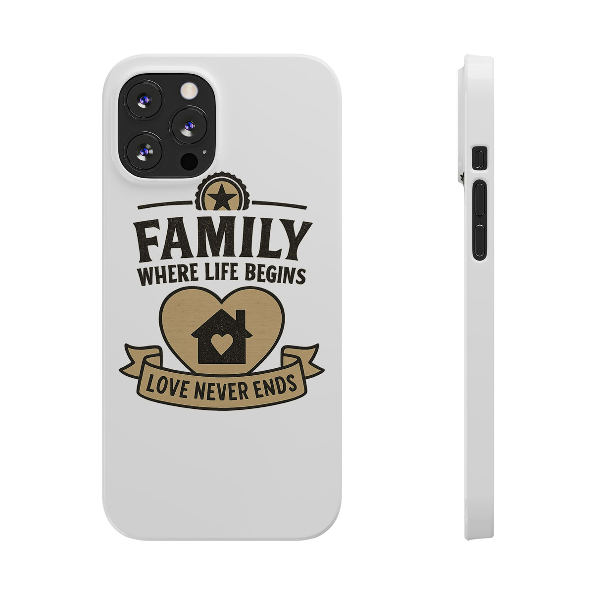 Family Where Life Begins Love Never Ends Phone Case, Rustic Farmhouse Gift for Mom Grandma, Mother's Day Gift, Heart Home Decor
