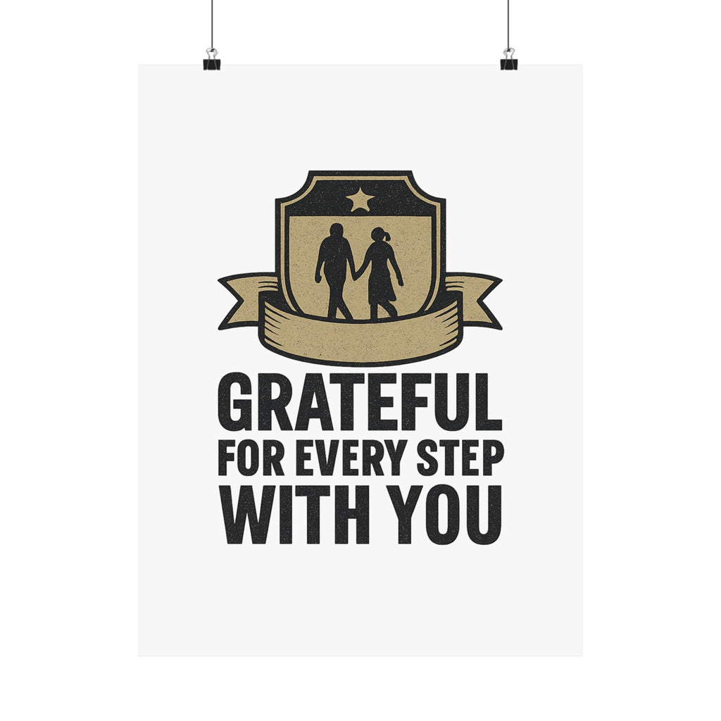 Grateful For Every Step With You Poster Anniversary Gift Relationship Milestone Couple Wall Art Vintage Gratitude Print