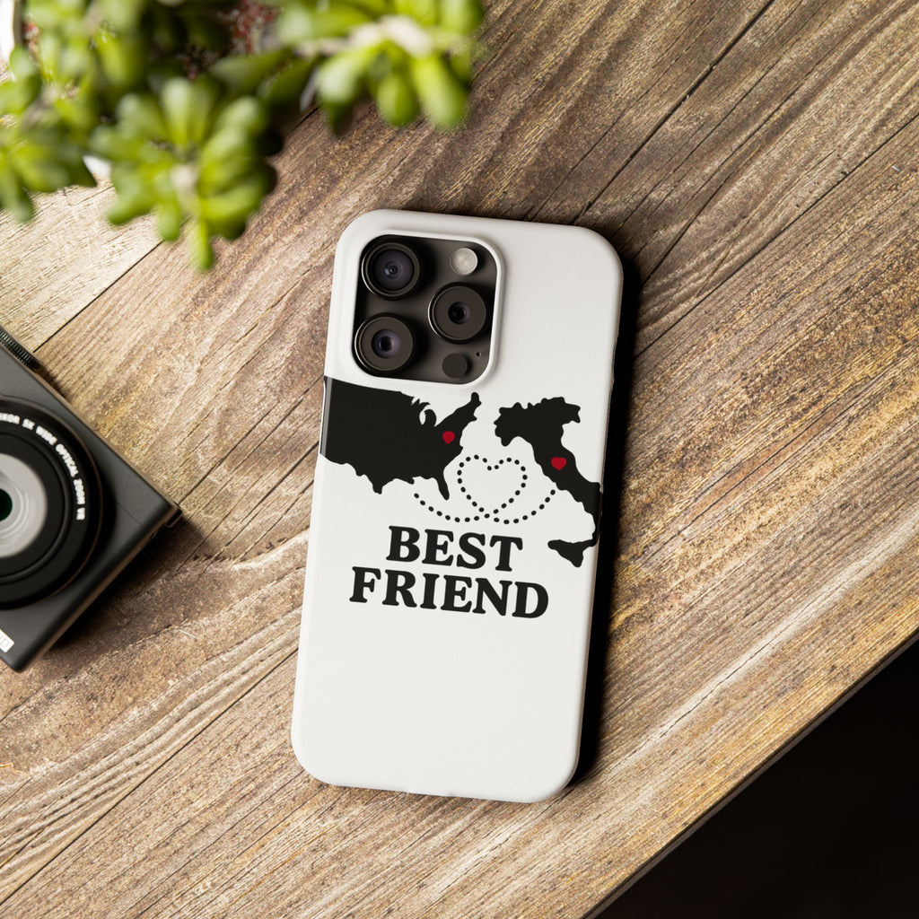 Long Distance Friendship Phone Case Personalized Coordinates Gift Best Friend Custom Location Map Heart Connection BFF