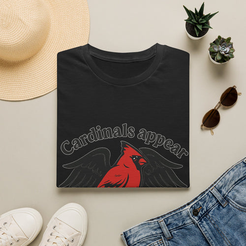 Cardinals Appear When Angels Are Near Shirt Memorial Tshirt Loss of Loved One Remembrance Gift Sympathy Bereavement Grief Comfort