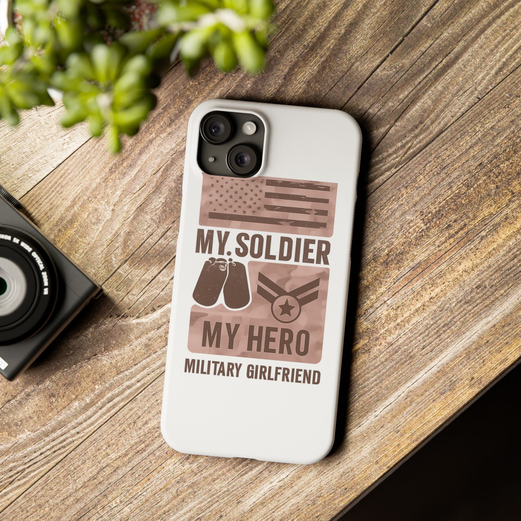 Military Girlfriend Phone Case Rose Gold Camouflage My Soldier My Hero Gift for Army Navy Air Force Girlfriend