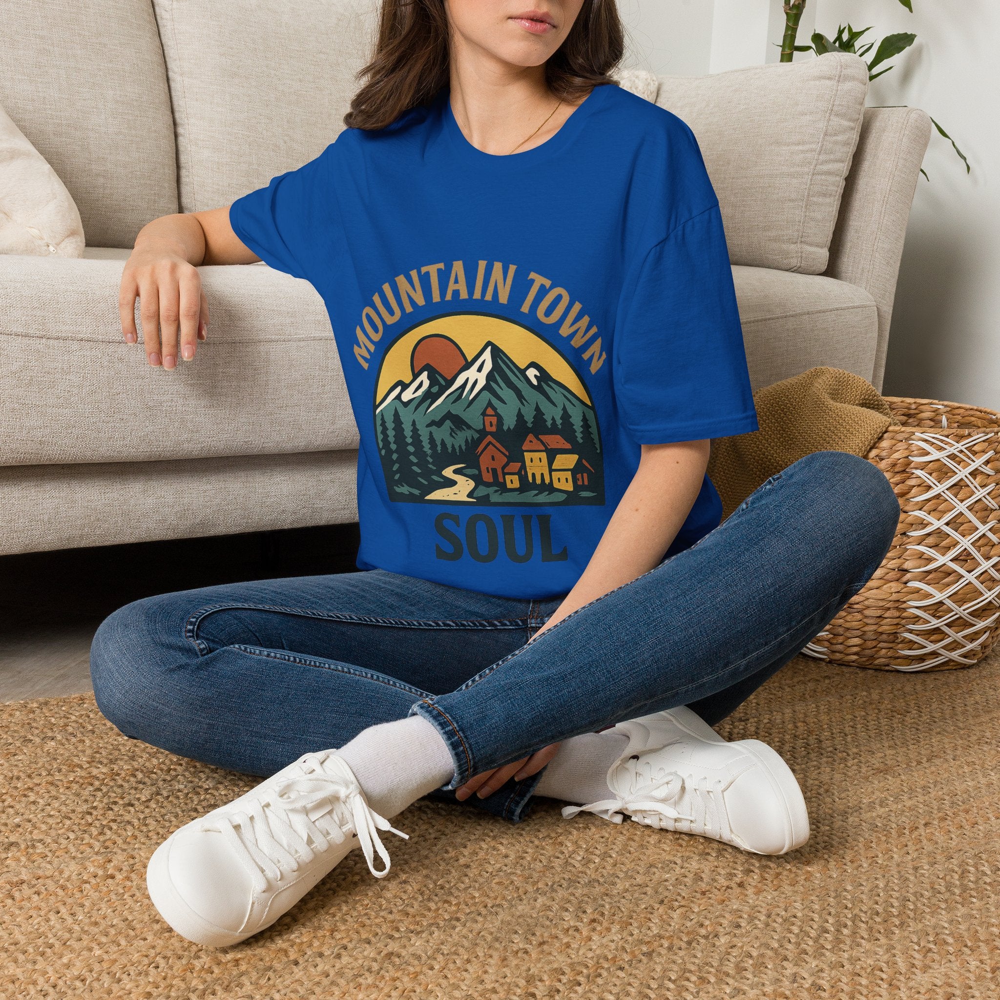 Mountain Town Soul Vintage Hiking Tee Raised on Mountain Air Shirt Wilderness Outdoor Adventure Gift Alpine Heritage Retro Tshirt