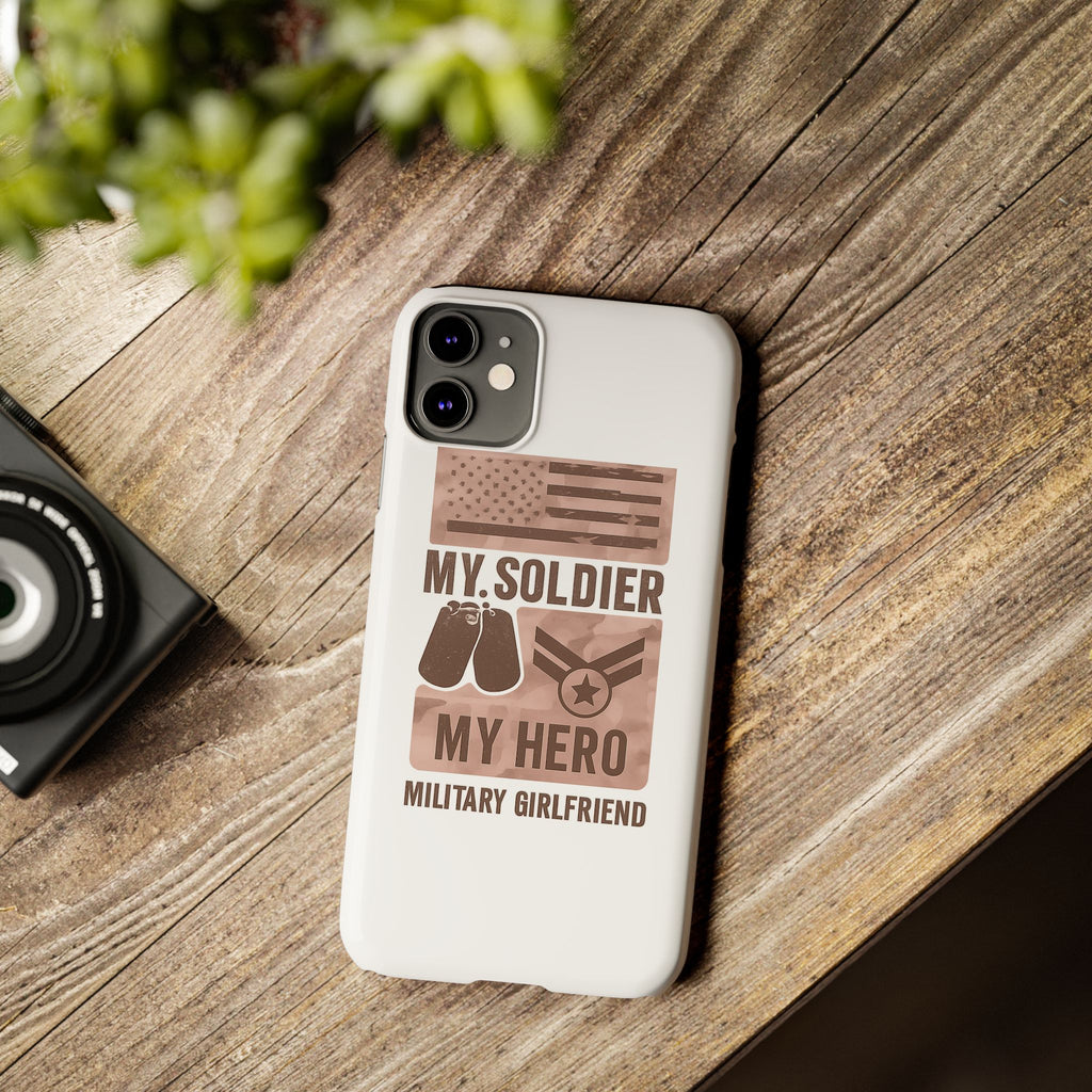 Military Girlfriend Phone Case Rose Gold Camouflage My Soldier My Hero Gift for Army Navy Air Force Girlfriend