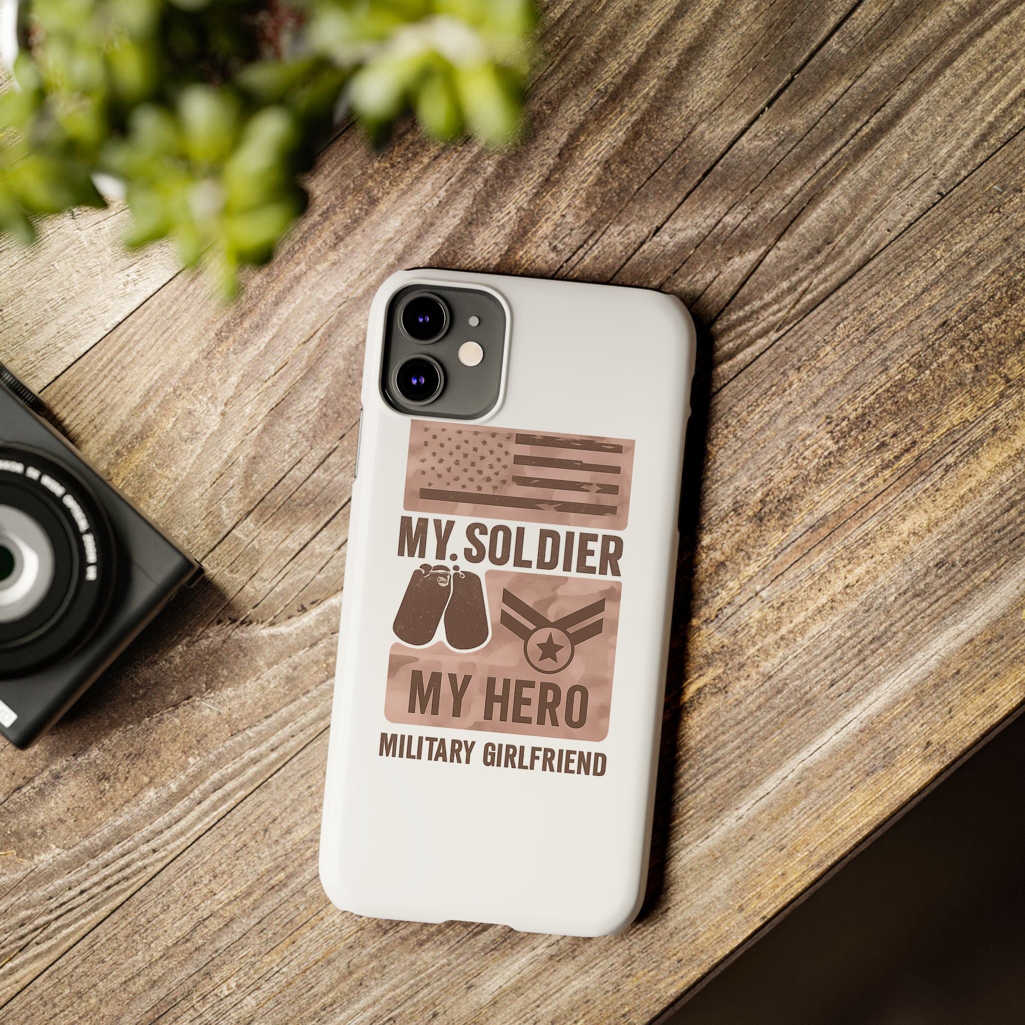 Military Girlfriend Phone Case Rose Gold Camouflage My Soldier My Hero Gift for Army Navy Air Force Girlfriend
