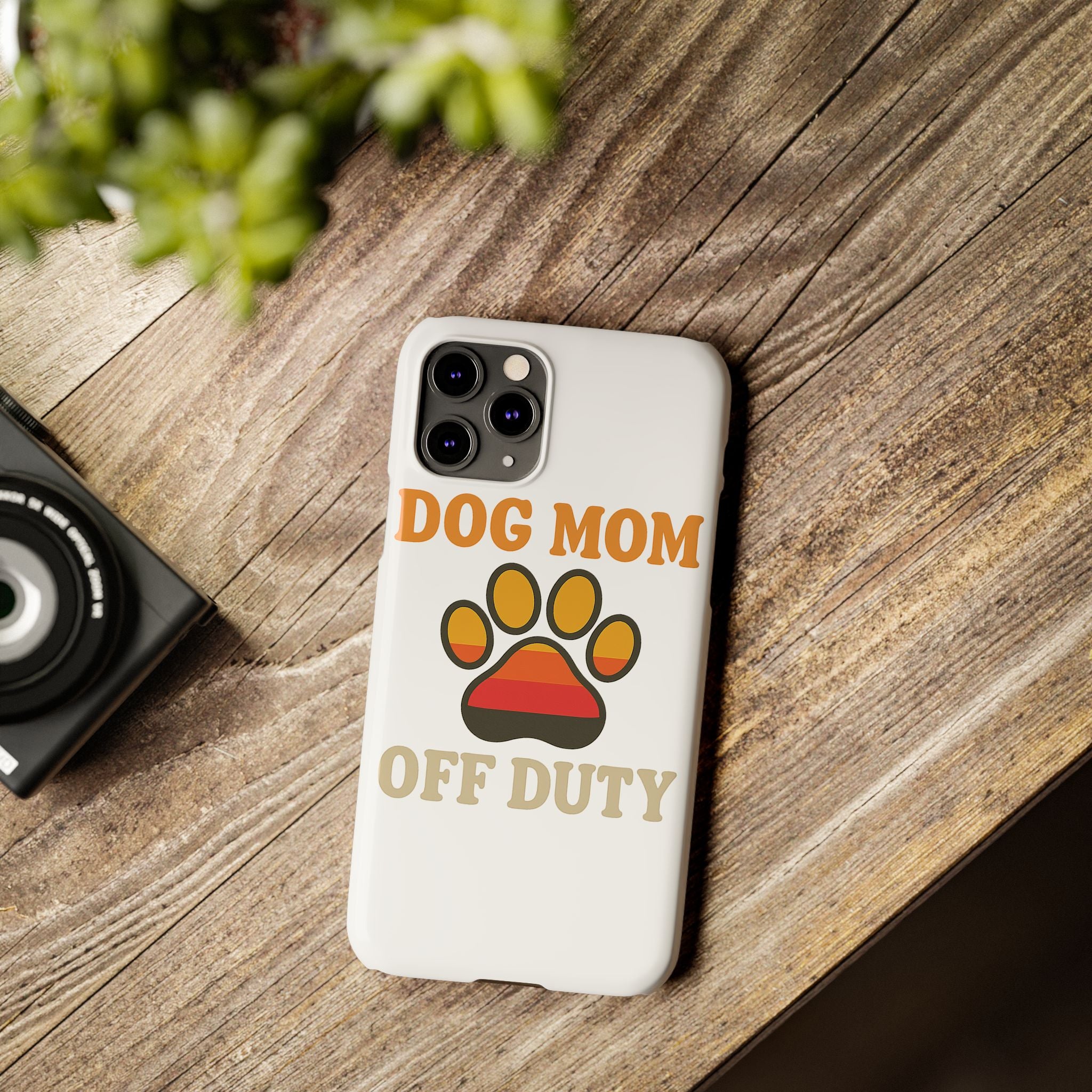 Dog Mom Off Duty Phone Case Retro 70s Vintage Dog Lover Gift Paw Print iPhone Samsung Galaxy Case Funny Pet Owner Gift
