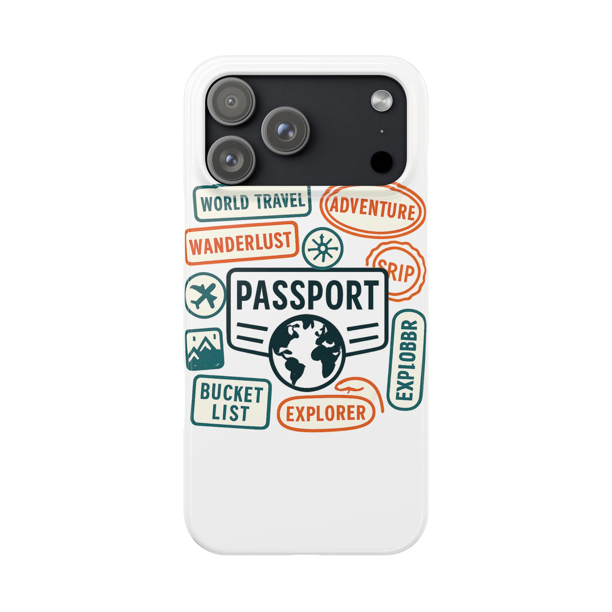 Passport Stamp Phone Case World Travel Gift Wanderlust Adventure Traveler Bucket List Globetrotter Trip Souvenir Explorer Map