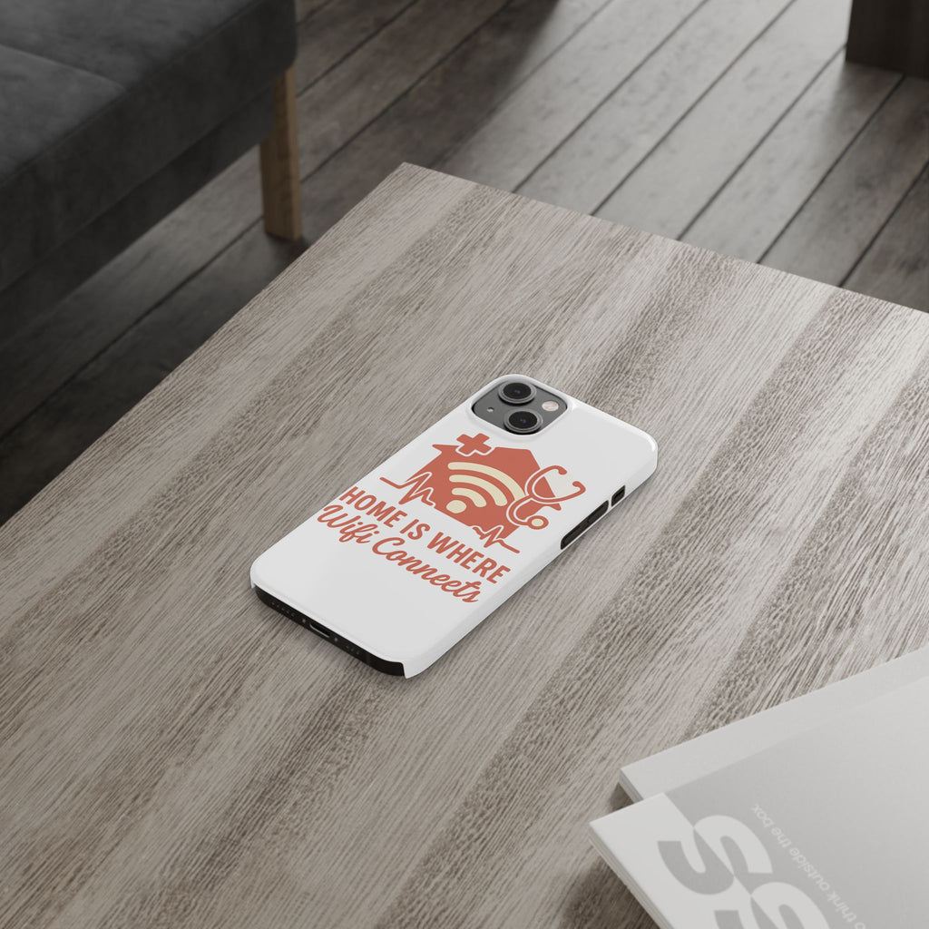 Home Is Where WiFi Connects Phone Case | Funny Tech Lover Gift | Minimalist House Phone Cover | Millennial Gen Z Humor Case