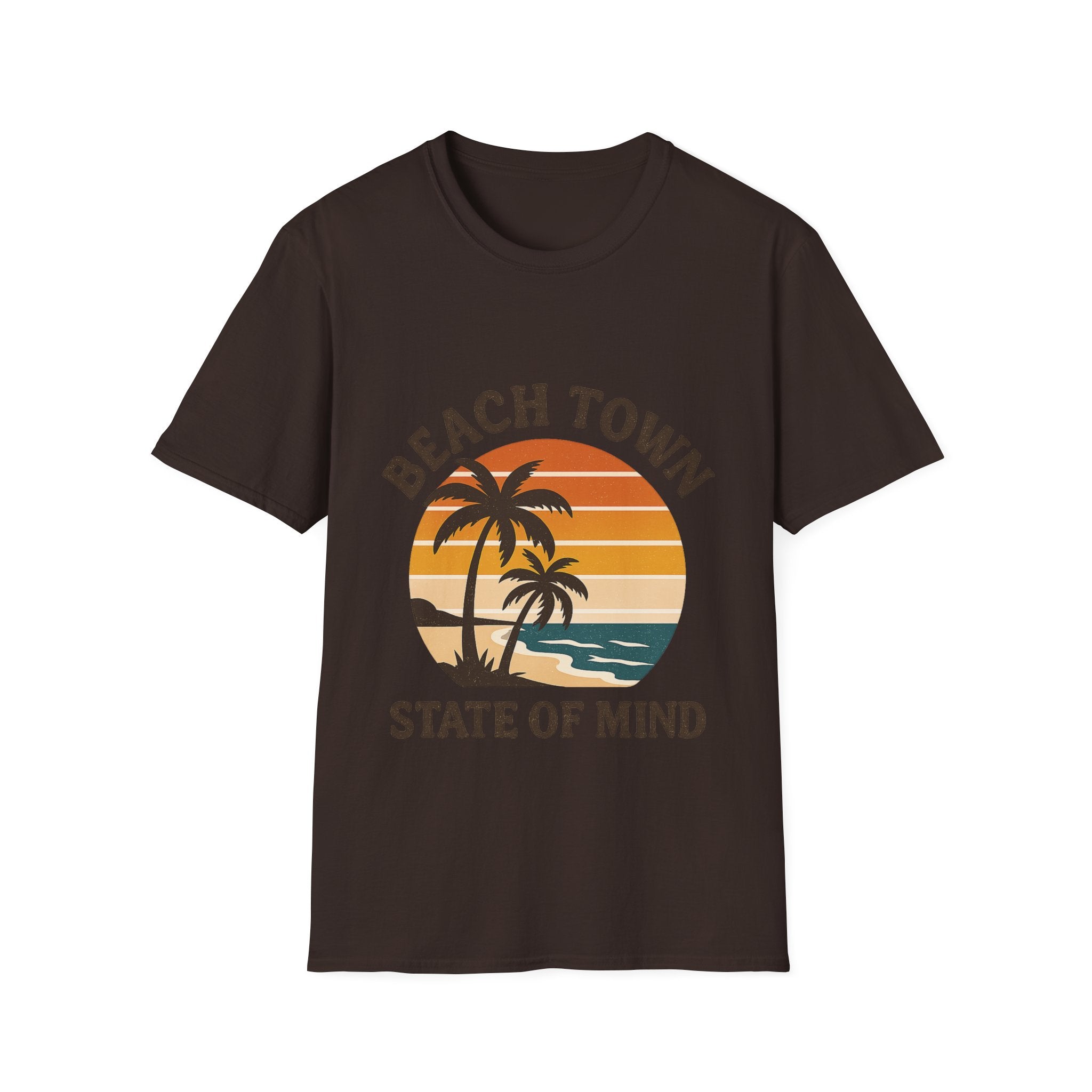 Beach Town State of Mind Shirt, Vintage Sunset Beach Tee, Coastal Living Gift, Palm Tree Vacation Shirt, Retro Beach Lover Gift
