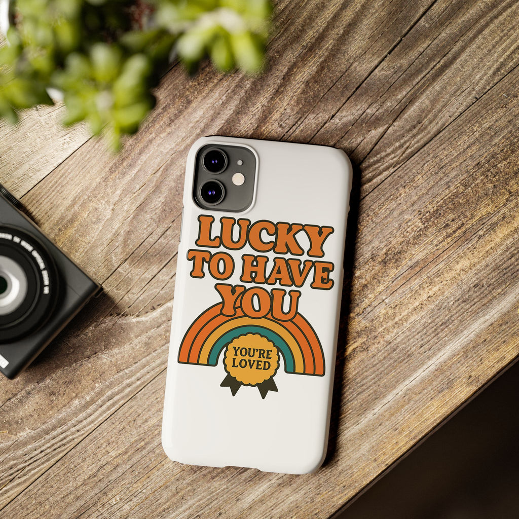 Lucky To Have You Phone Case Friendship Gift Best Friend Galentines Day Retro 70s Rainbow Vintage Appreciation Bestie Squad