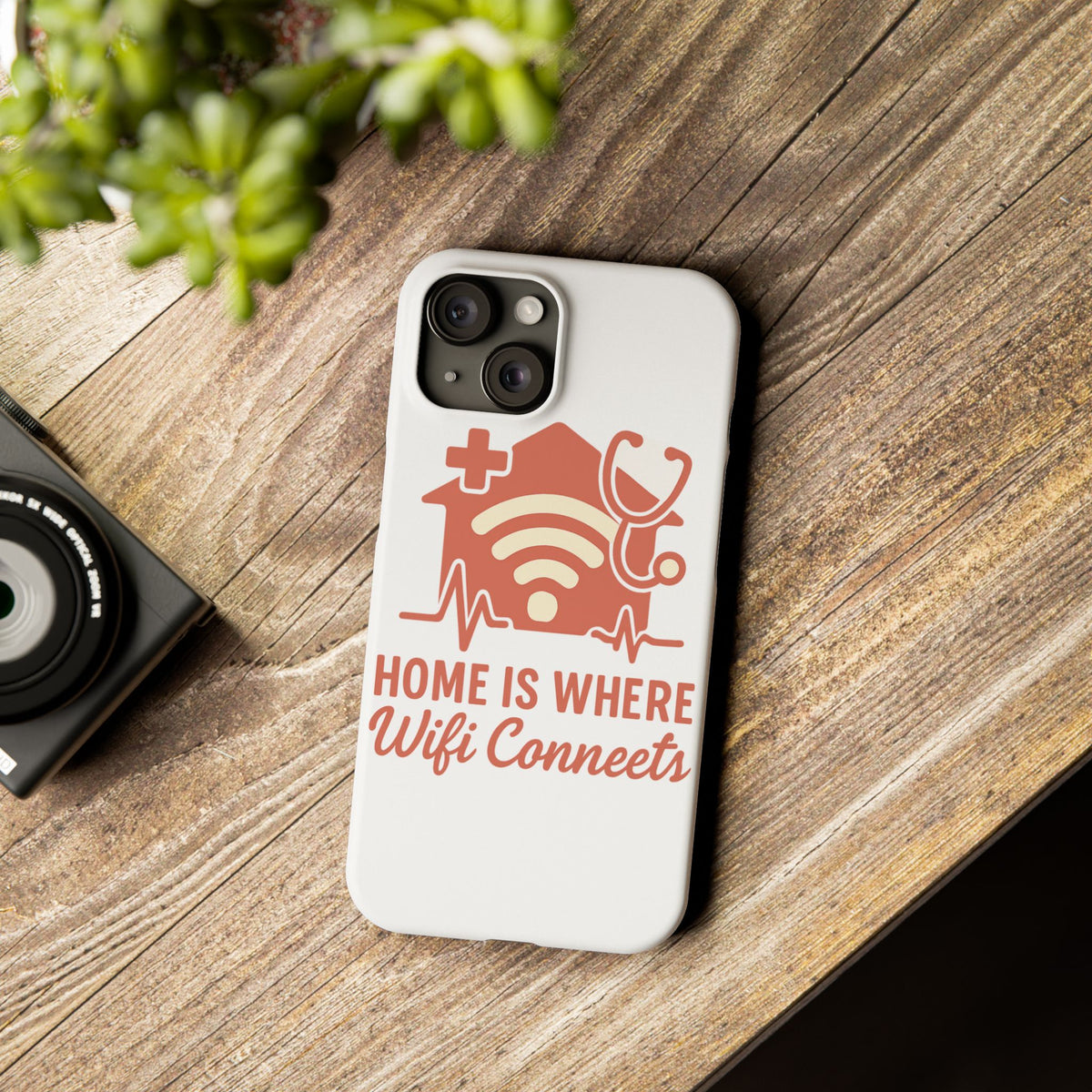 Home Is Where WiFi Connects Phone Case | Funny Tech Lover Gift | Minimalist House Phone Cover | Millennial Gen Z Humor Case