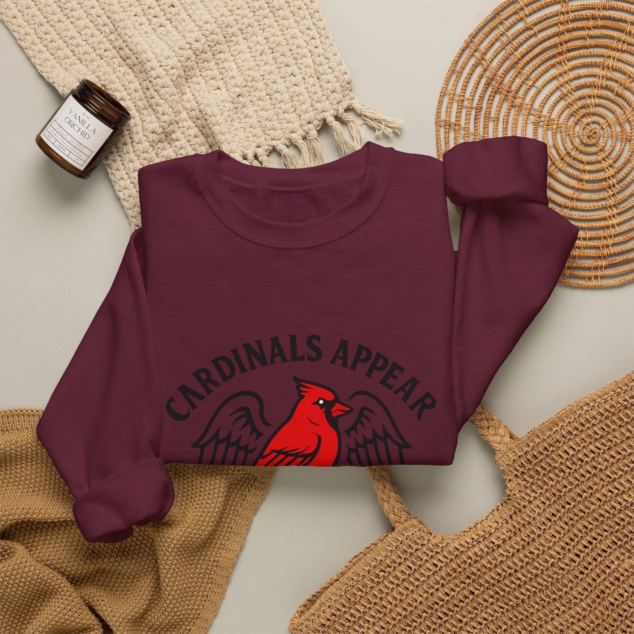 Cardinal Memorial Sweatshirt, Cardinals Appear When Angels Are Near, Sympathy Gift Loss of Loved One, Remembrance Comfort Shirt