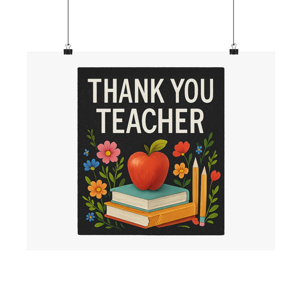 Thank You Teacher Gift Poster, Wildflower Watercolor Classroom Decor, Teacher Appreciation Wall Art, End of Year Gift