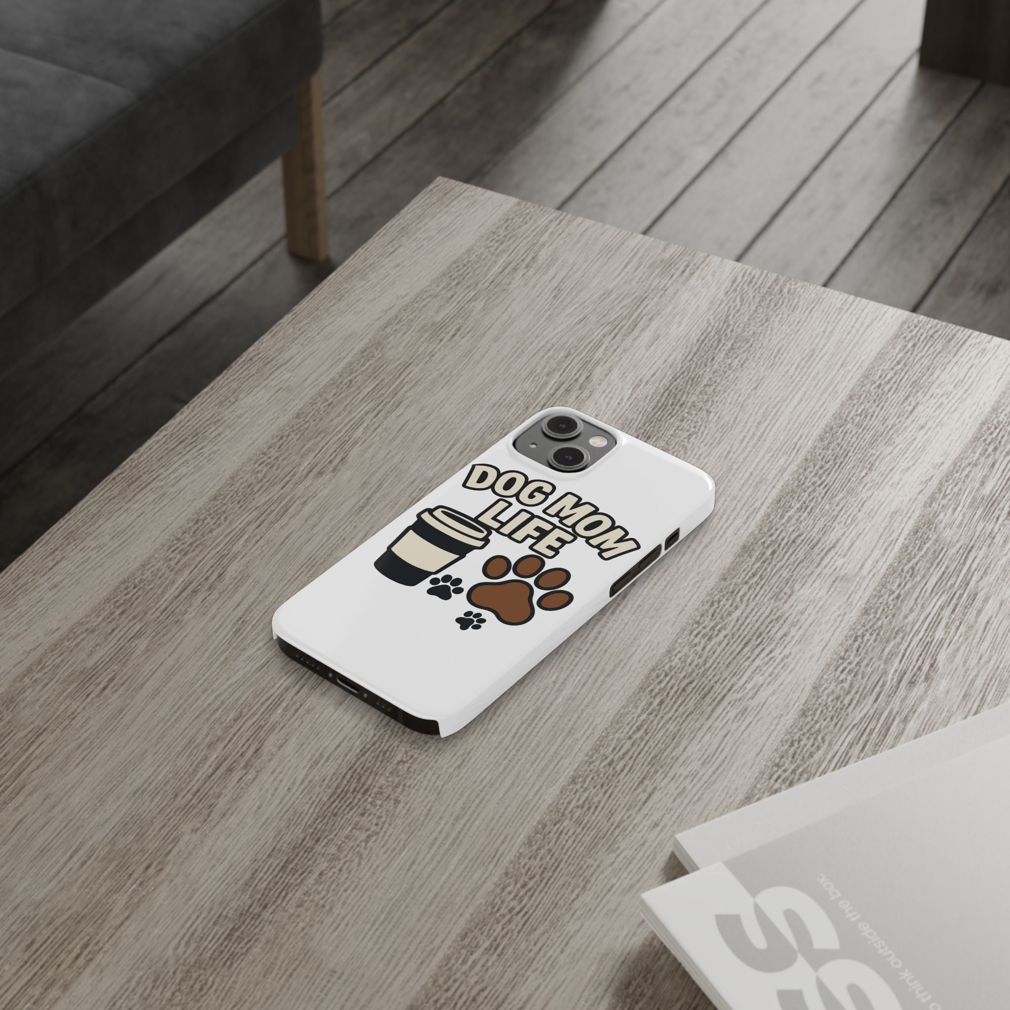 Dog Mom Life Phone Case, Coffee & Paws Illustrated Design, Gift for Dog Lover, Pet Parent Phone Case, Dog Owner Gift