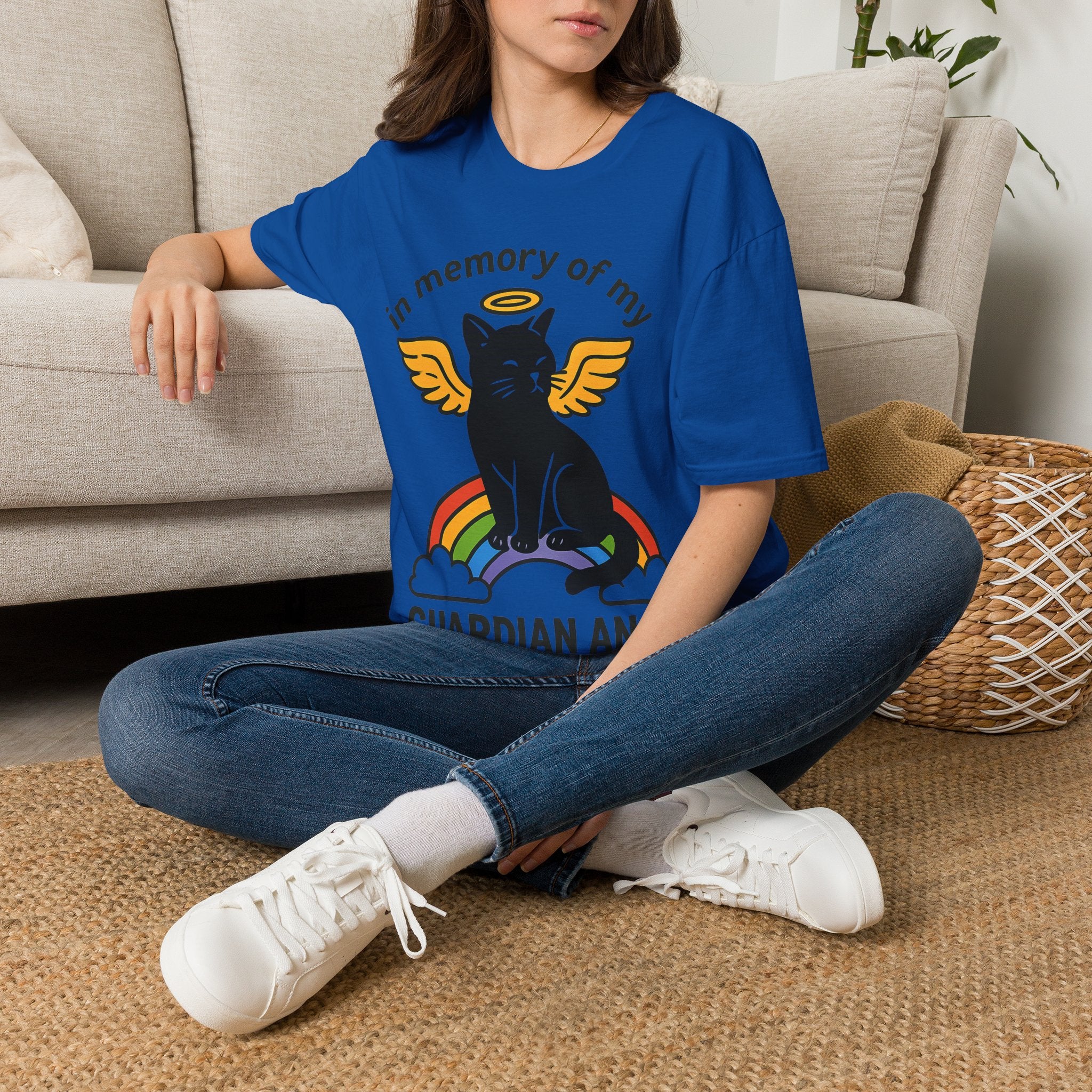 Rainbow Bridge Cat Memorial Shirt, Guardian Angel Cat Tshirt, Pet Loss Sympathy Gift, Cat Remembrance Shirt, Cat Lover Grief Gift