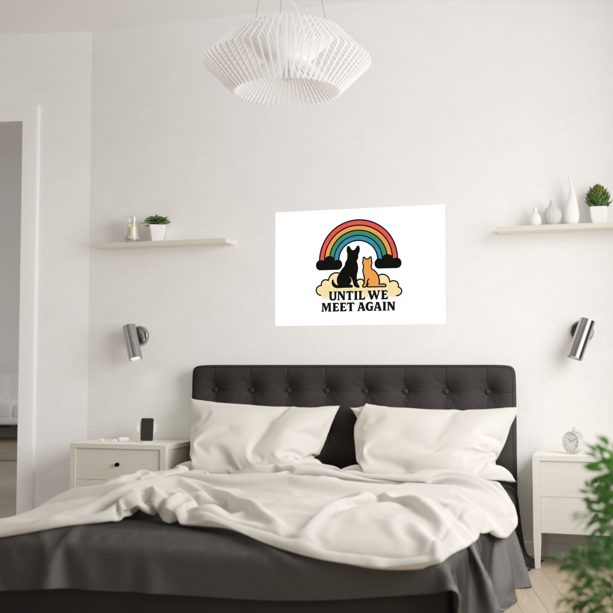 Rainbow Bridge Pet Memorial Poster, Dog Cat Loss Sympathy Gift, Until We Meet Again Pet Remembrance Wall Art, Pet Bereavement Print