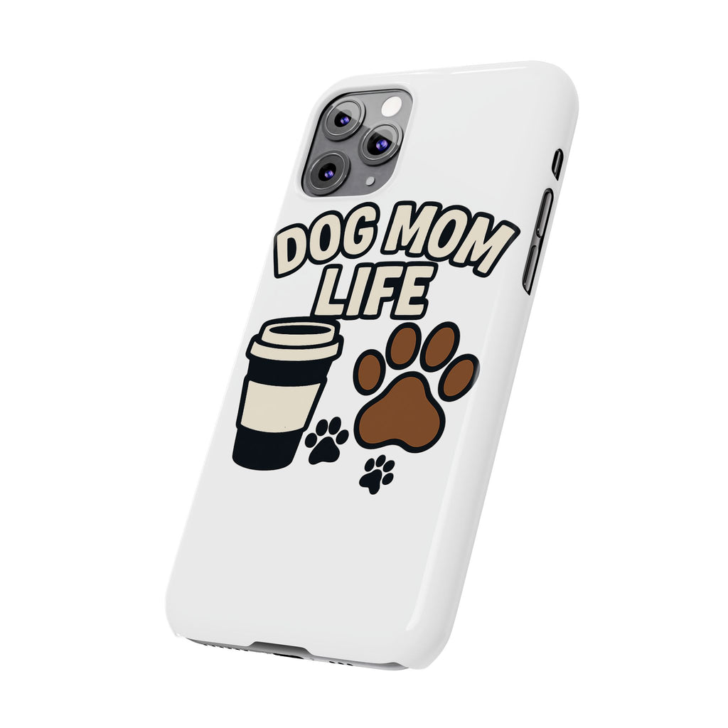 Dog Mom Life Phone Case, Coffee & Paws Illustrated Design, Gift for Dog Lover, Pet Parent Phone Case, Dog Owner Gift