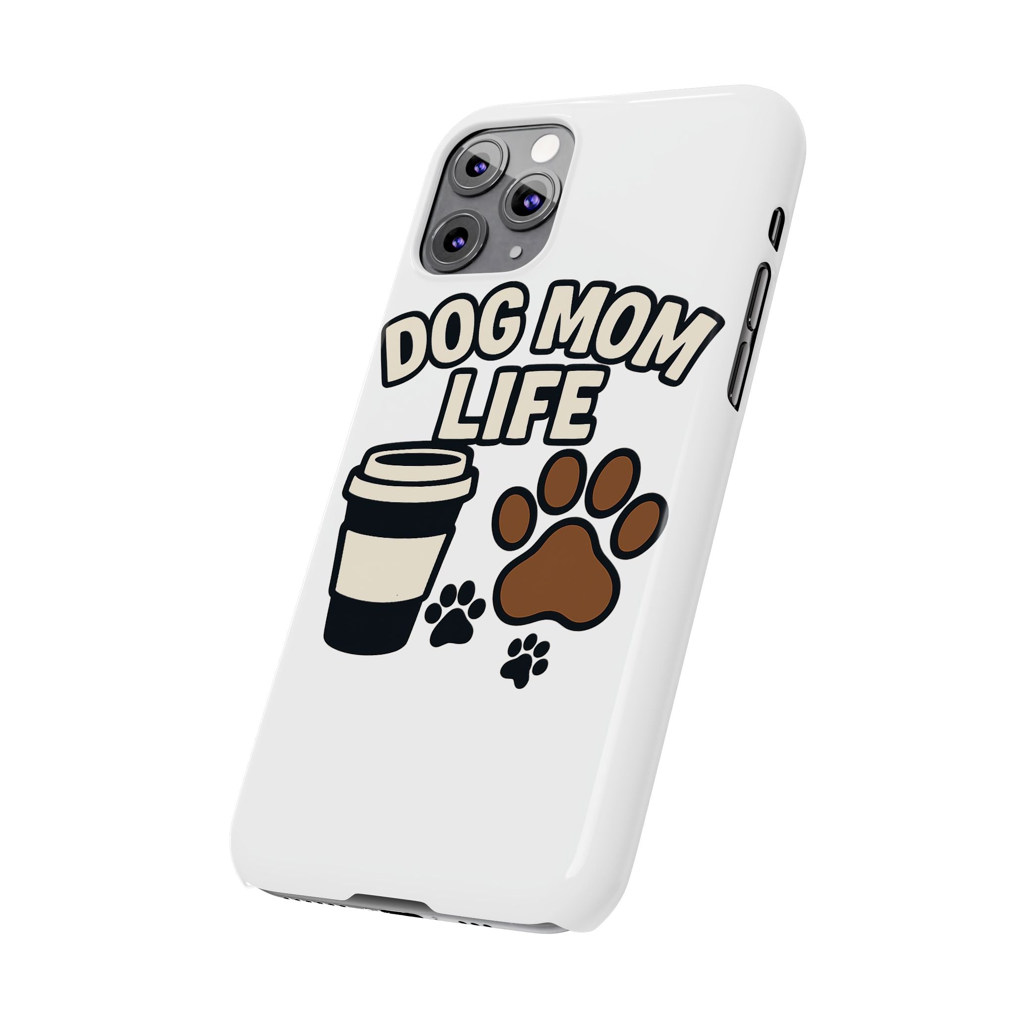 Dog Mom Life Phone Case, Coffee & Paws Illustrated Design, Gift for Dog Lover, Pet Parent Phone Case, Dog Owner Gift