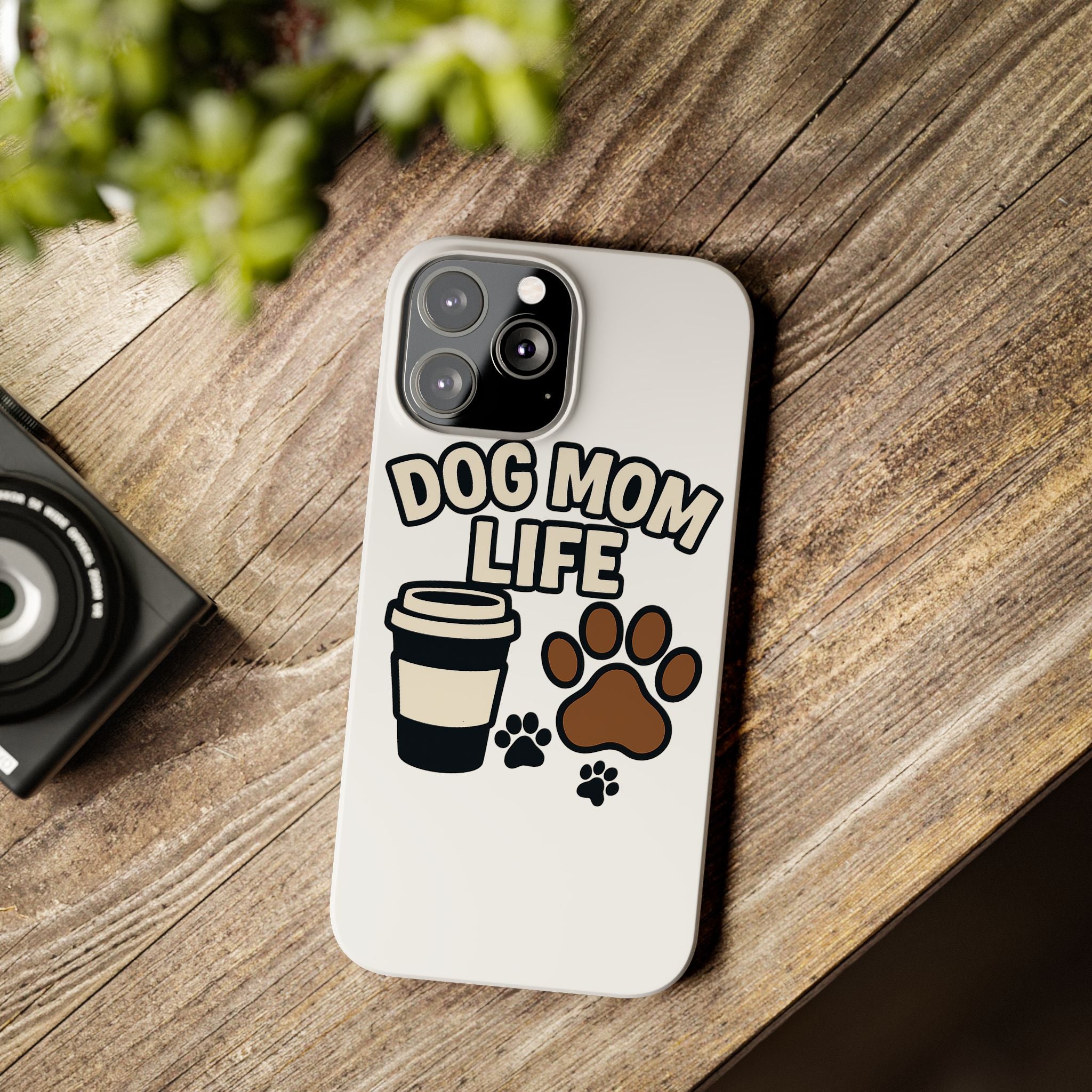Dog Mom Life Phone Case, Coffee & Paws Illustrated Design, Gift for Dog Lover, Pet Parent Phone Case, Dog Owner Gift