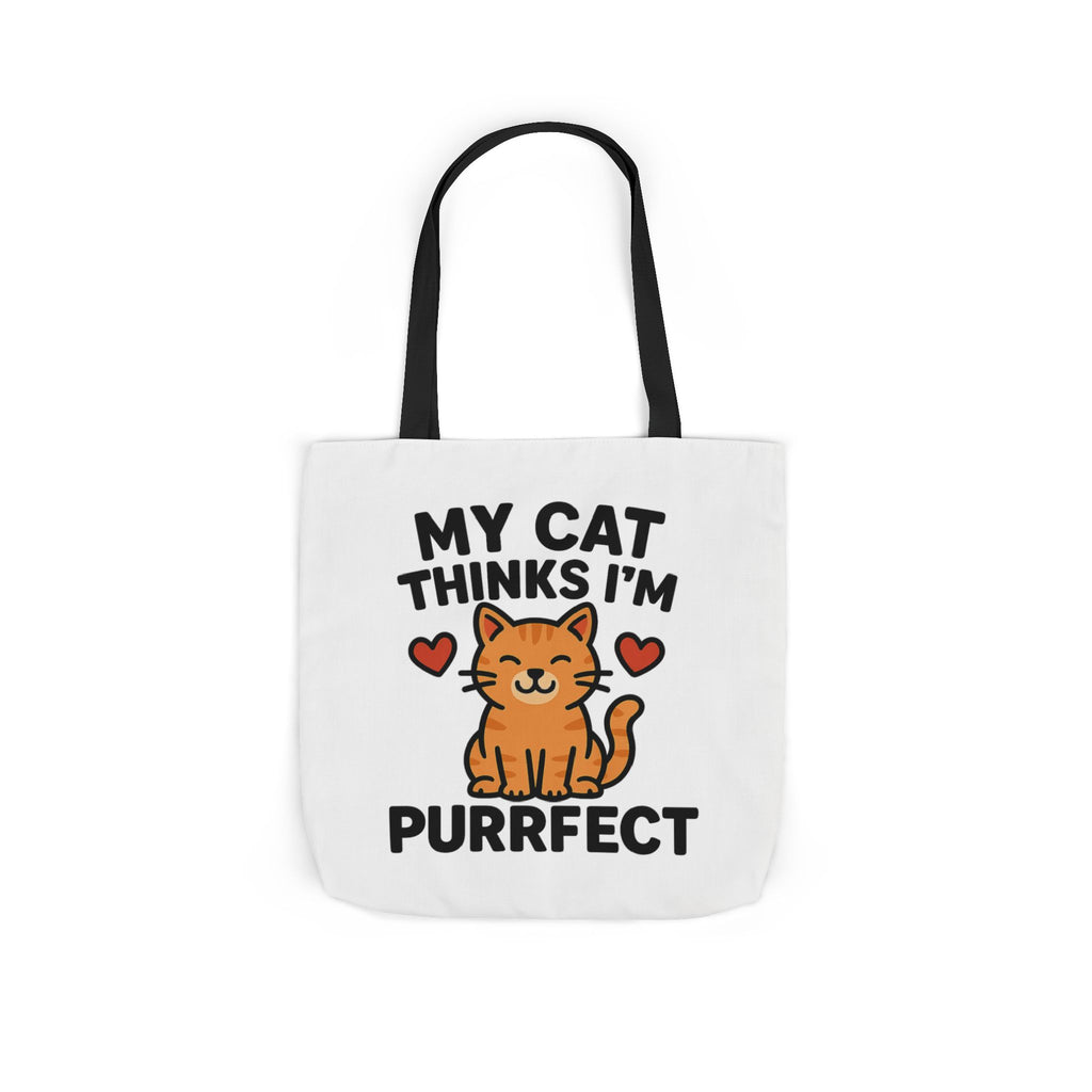 Cat Lover Tote Bag Gift, My Cat Thinks I'm Purrfect Funny Cat Mom Bag, Cat Owner Birthday Gift for Her, Cat Lady Canvas Tote