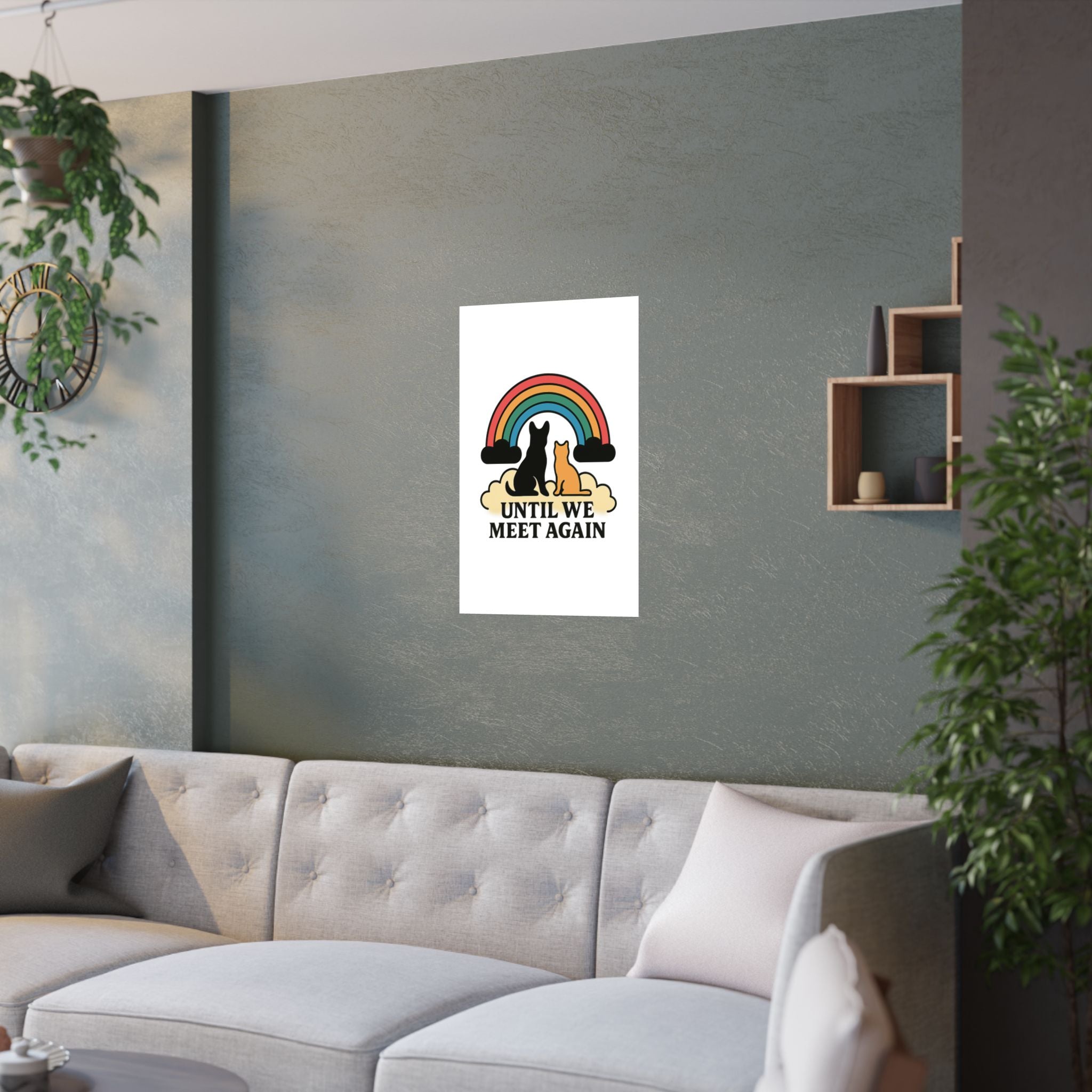 Rainbow Bridge Pet Memorial Poster, Dog Cat Loss Sympathy Gift, Until We Meet Again Pet Remembrance Wall Art, Pet Bereavement Print