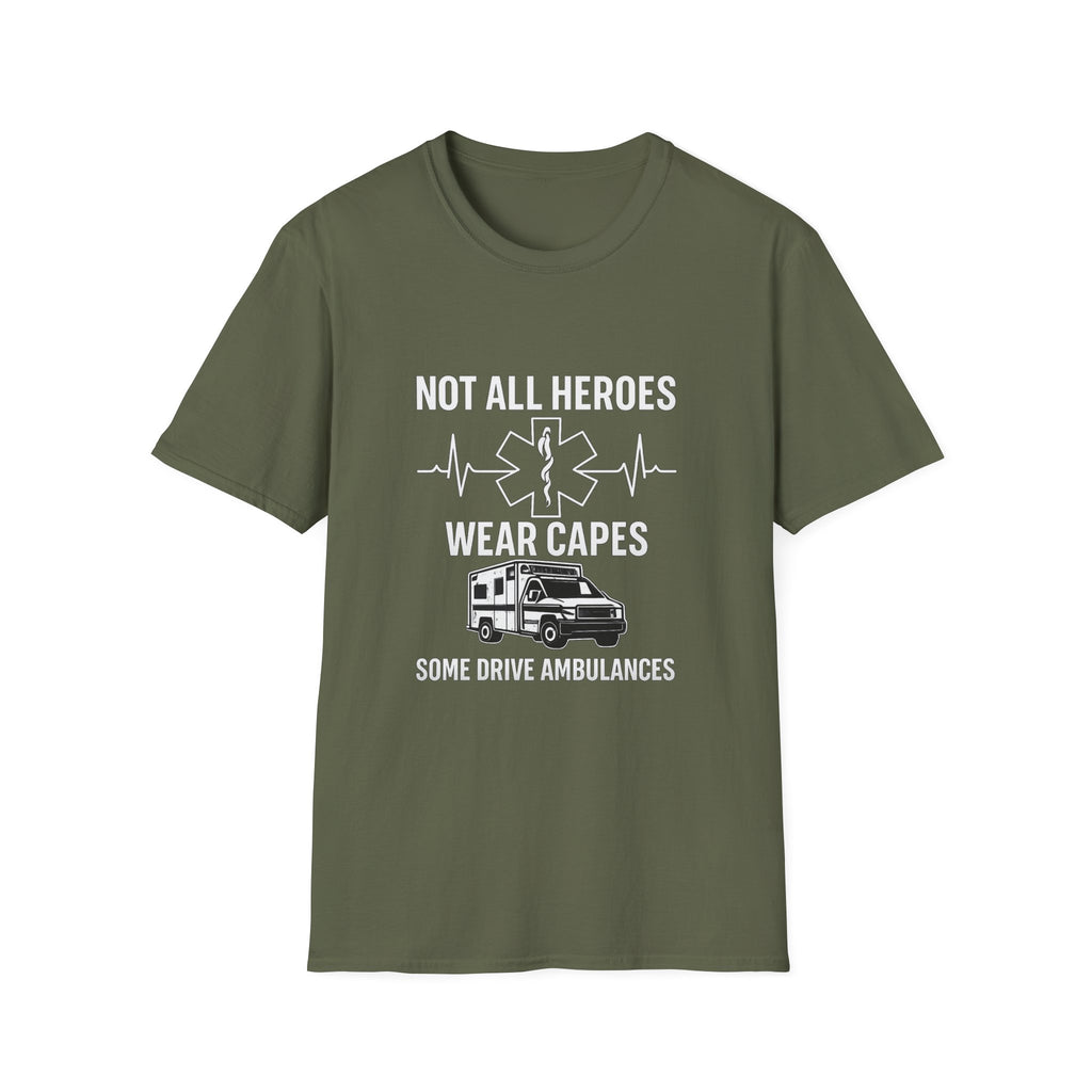 Not All Heroes Wear Capes Some Drive Ambulances Shirt, EMS Paramedic Gift, EMT Appreciation Tee, Star of Life, Thin White Line