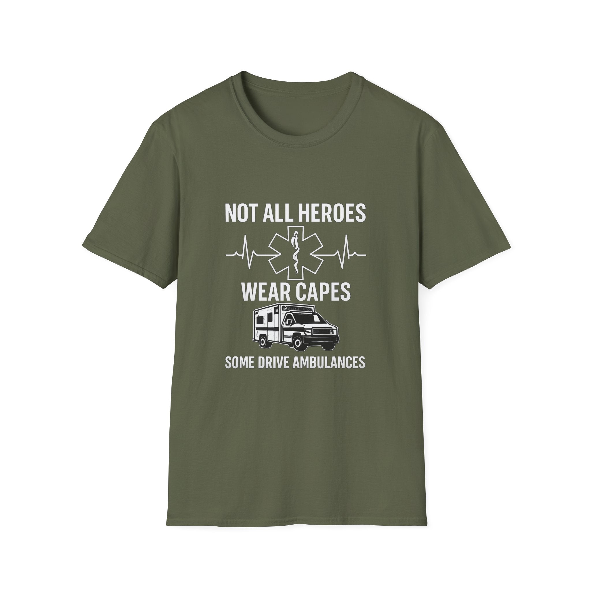 Not All Heroes Wear Capes Some Drive Ambulances Shirt, EMS Paramedic Gift, EMT Appreciation Tee, Star of Life, Thin White Line