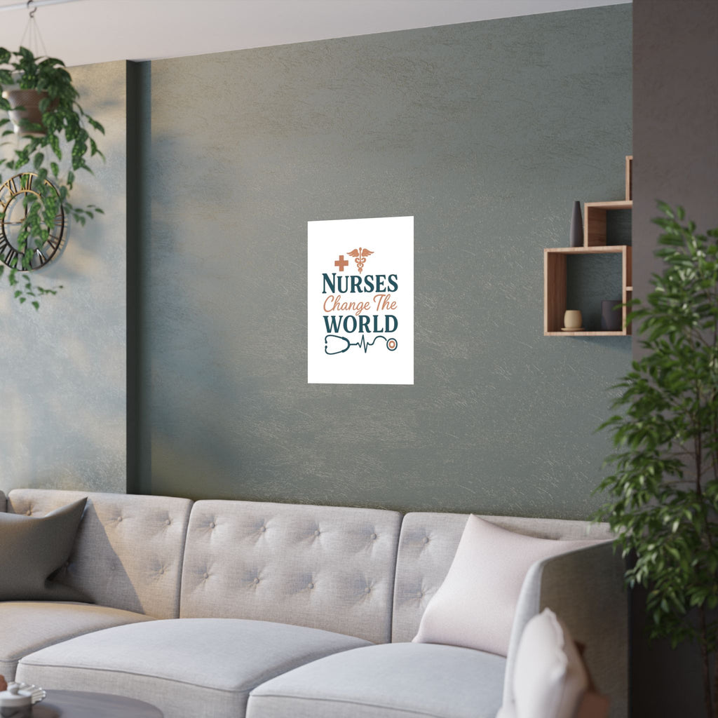 Nurse Motivation Poster, Nurses Change The World Wall Art, Nursing Graduation Gift, Nurse Office Decor, Medical Typography Print