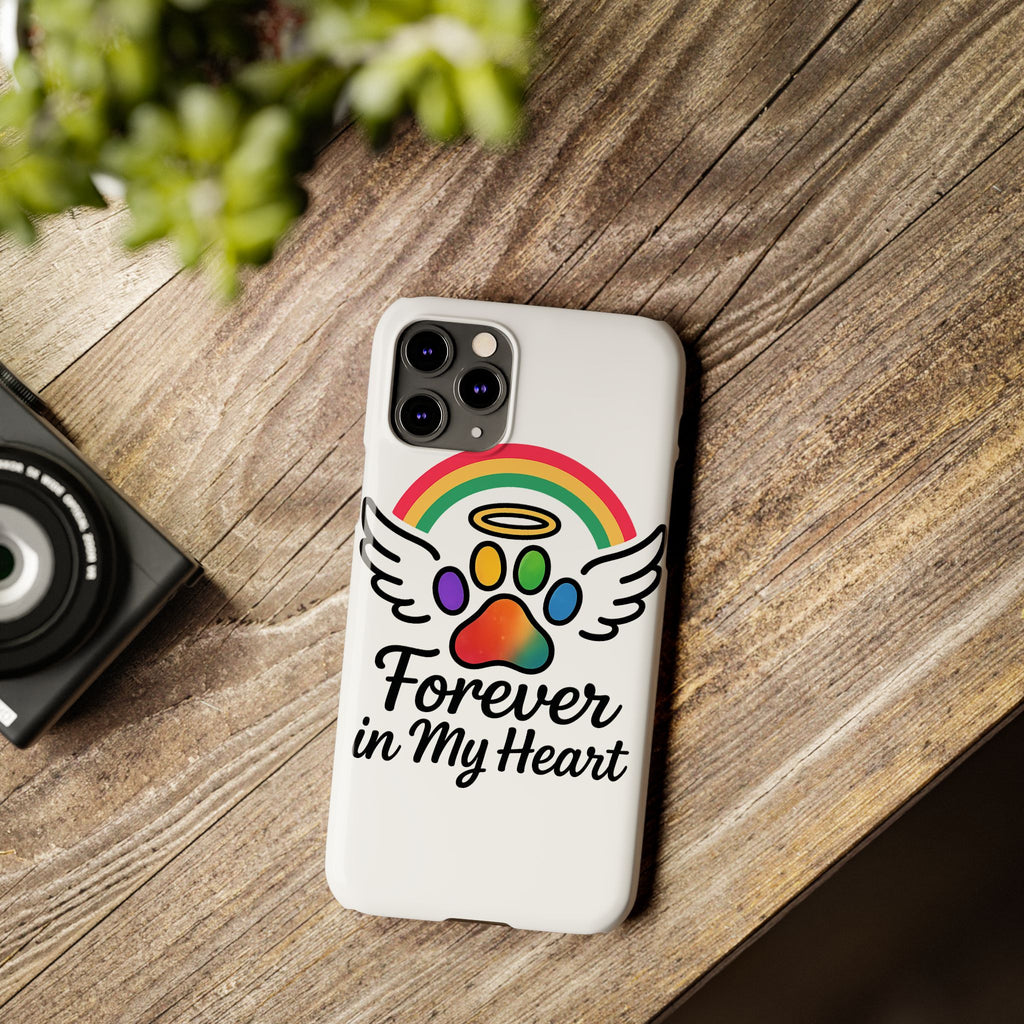 Rainbow Bridge Pet Memorial Phone Case Forever in My Heart Dog Cat Loss Sympathy Gift Remembrance Watercolor Paw Print Angel Pet