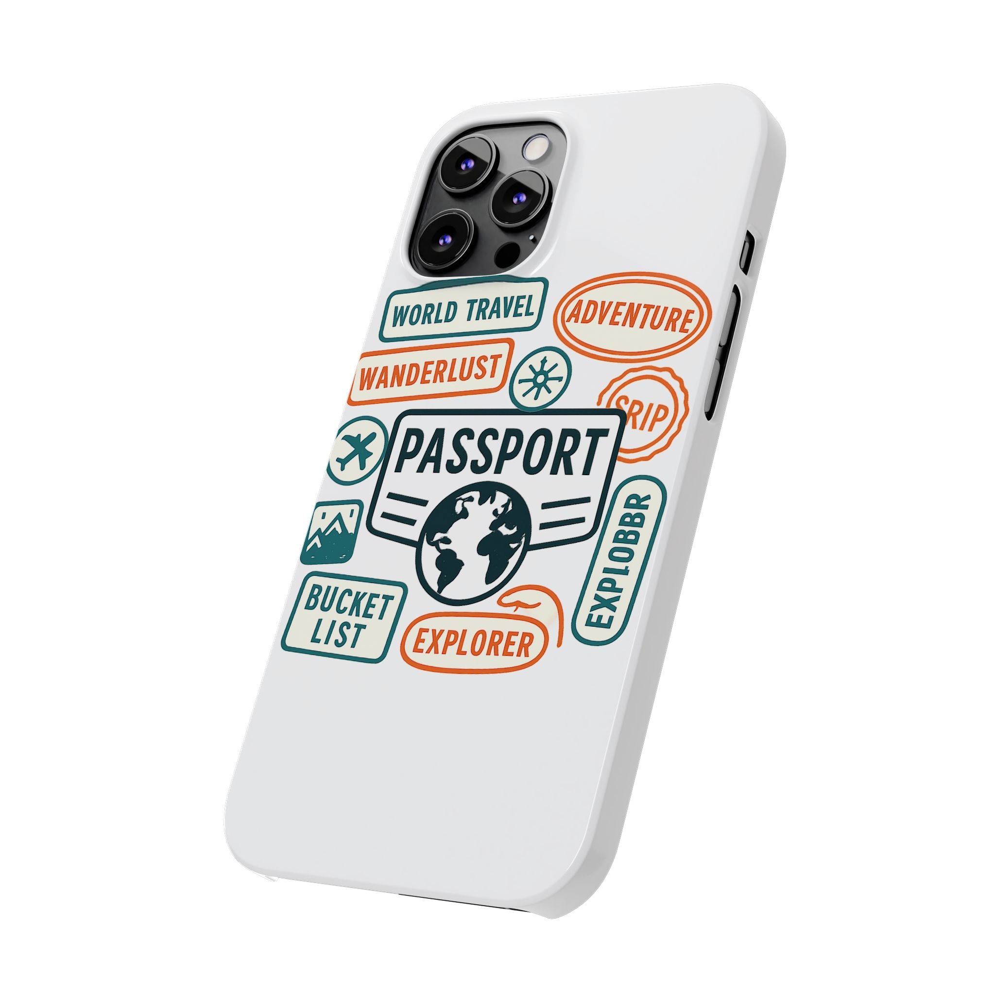 Passport Stamp Phone Case World Travel Gift Wanderlust Adventure Traveler Bucket List Globetrotter Trip Souvenir Explorer Map