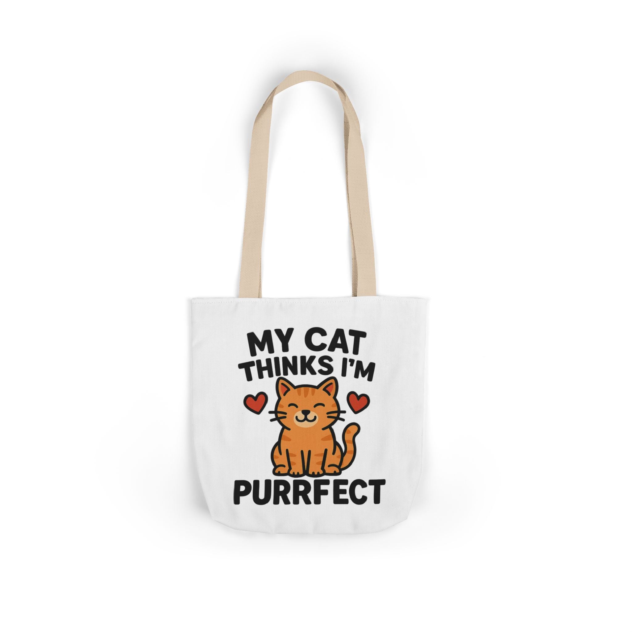Cat Lover Tote Bag Gift, My Cat Thinks I'm Purrfect Funny Cat Mom Bag, Cat Owner Birthday Gift for Her, Cat Lady Canvas Tote