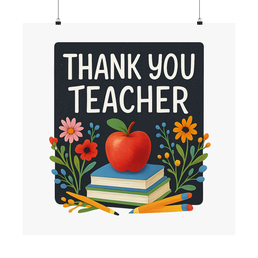 Thank You Teacher Gift Watercolor Wildflower Poster, Classroom Decor, End of School Year Gift, Teacher Appreciation Print