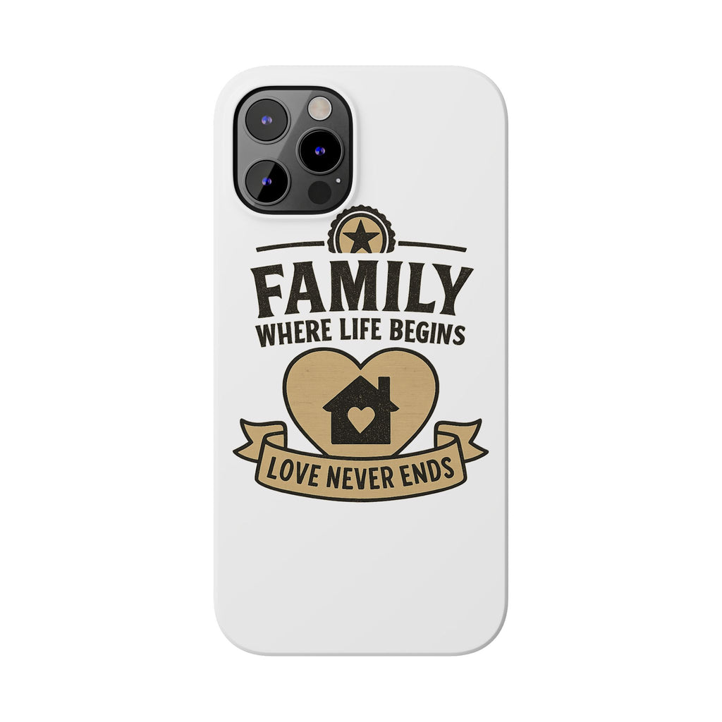 Family Where Life Begins Love Never Ends Phone Case, Rustic Farmhouse Gift for Mom Grandma, Mother's Day Gift, Heart Home Decor