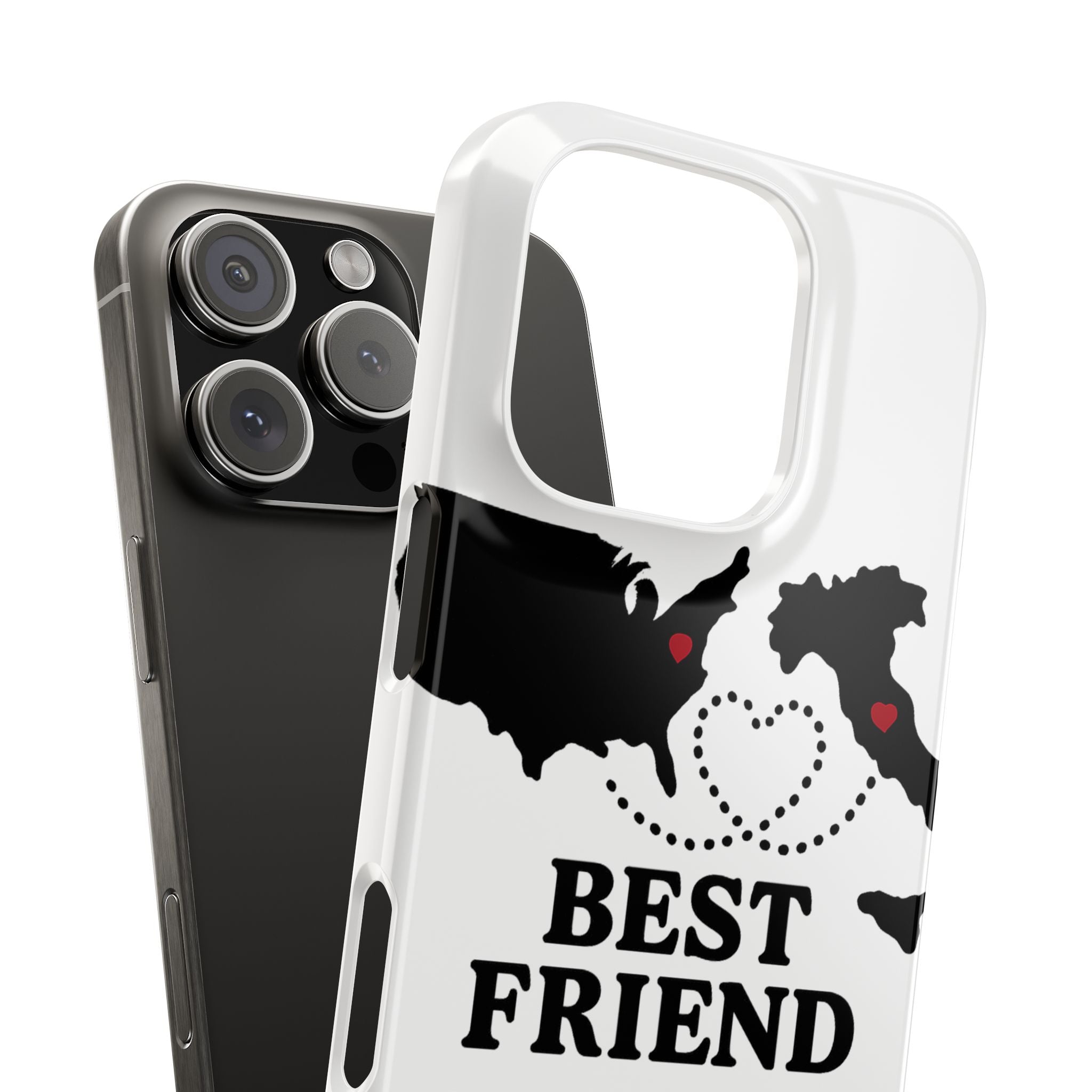 Long Distance Friendship Phone Case Personalized Coordinates Gift Best Friend Custom Location Map Heart Connection BFF