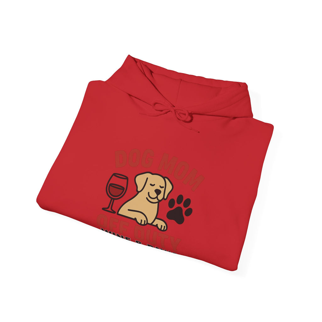 Dog Mom Off Duty Hoodie, Wine & Paws Sweatshirt, Funny Dog Lover Gift, Pet Mom Clothing, Dog Mama Hoodie, Dog Owner Gift