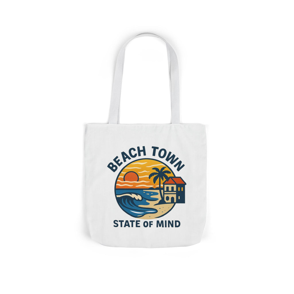 Beach Town State of Mind Tote Bag | Coastal Lifestyle Gift | Ocean Lover Canvas Bag | Beach Vibes Nautical Tote | Summer Beach Bag