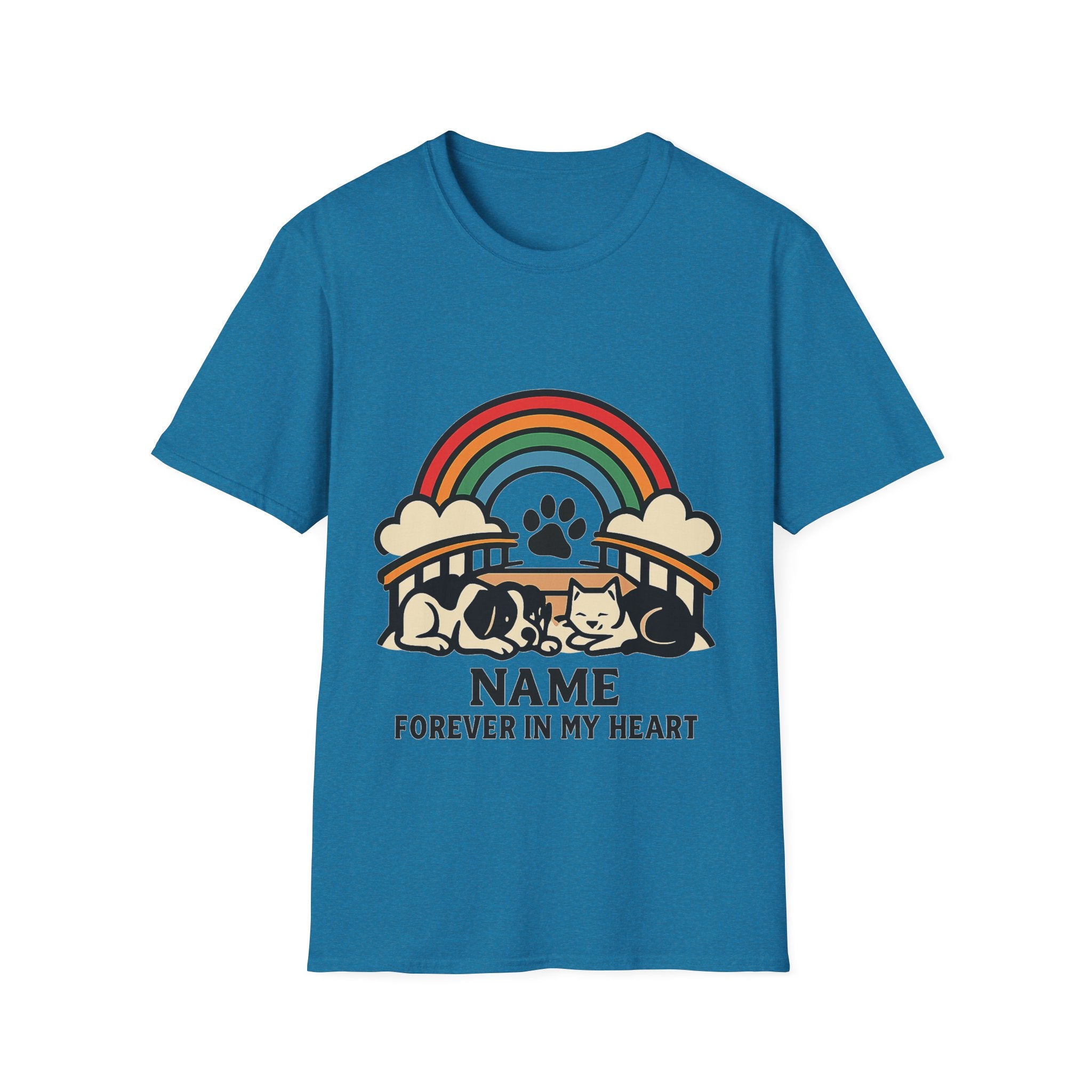 Rainbow Bridge Pet Memorial Shirt, Personalized Dog Cat Loss Gift, Custom Pet Remembrance Tee, Pet Memorial Sympathy Gift