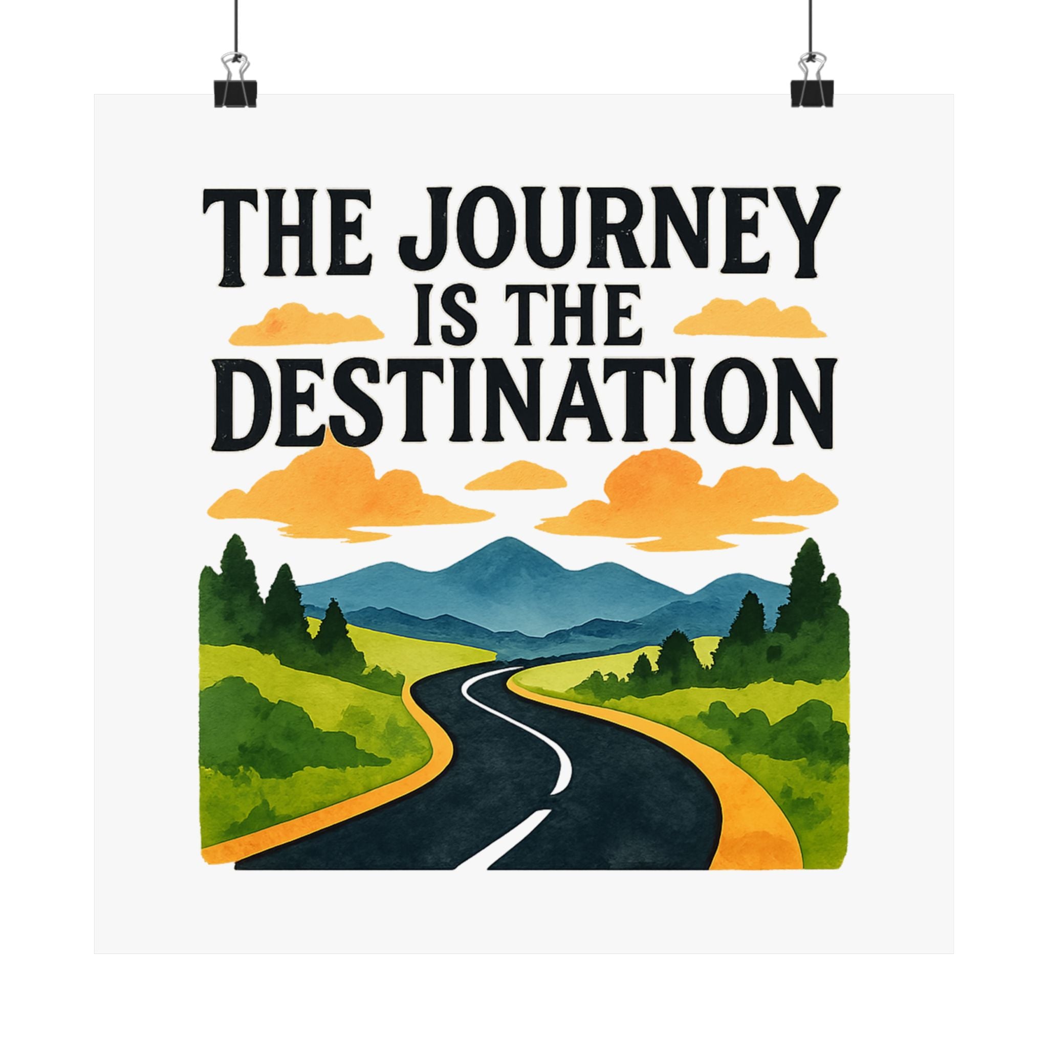 The Journey Is The Destination Print Watercolor Road Trip Poster Inspirational Quote Wall Art Travel Decor Wanderlust Gift