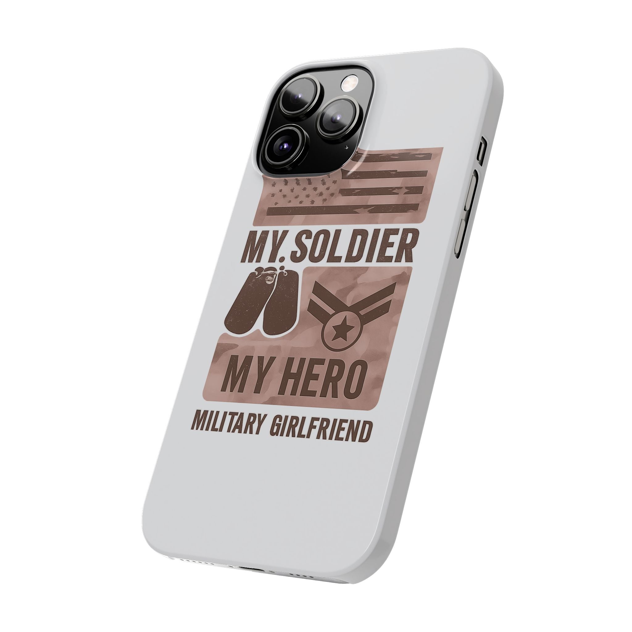 Military Girlfriend Phone Case Rose Gold Camouflage My Soldier My Hero Gift for Army Navy Air Force Girlfriend