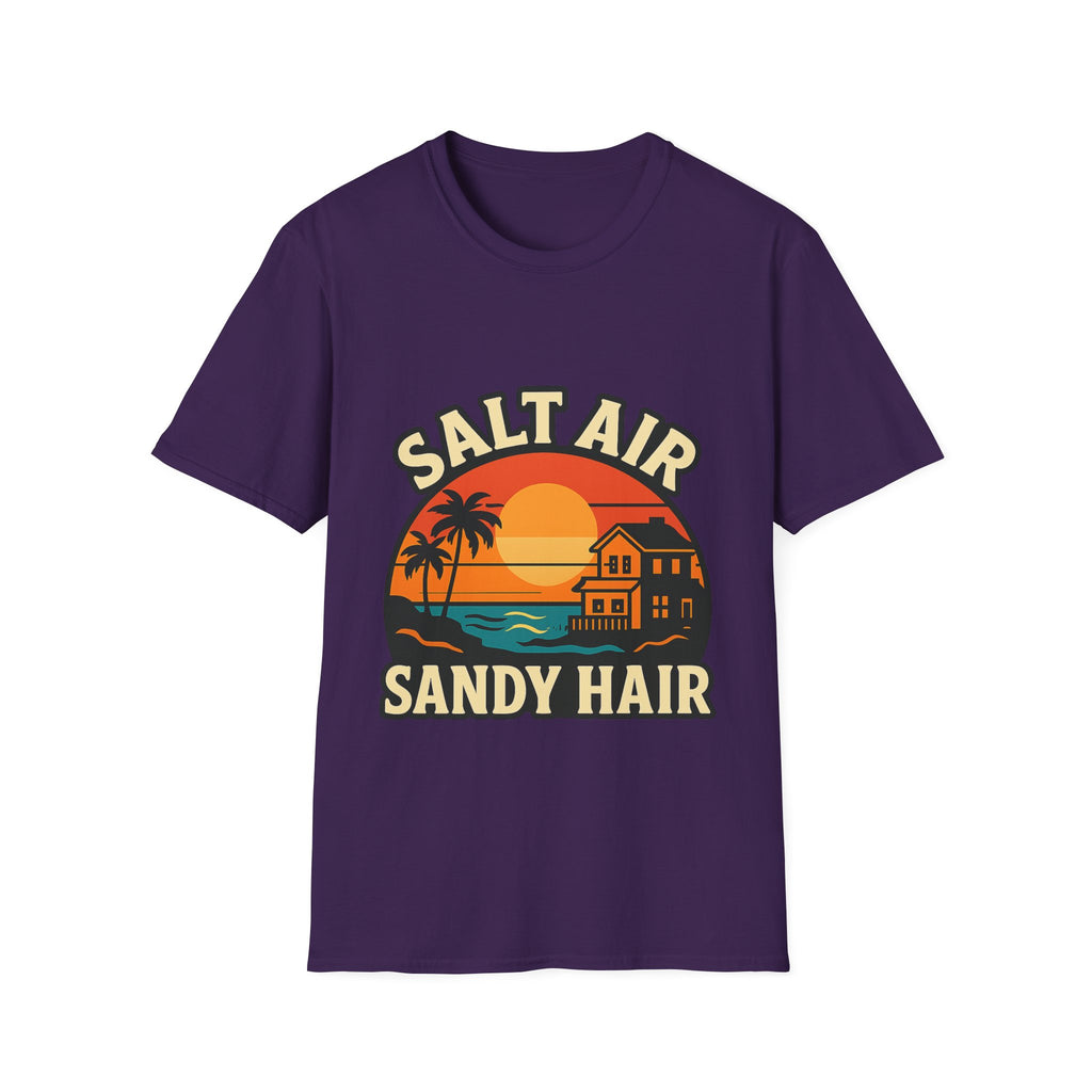 Beach Town Sunset Shirt, Coastal Living Tee, Salt Air Sandy Hair Beach Vacation Shirt, Ocean Vibes T-Shirt, Summer Travel Gift