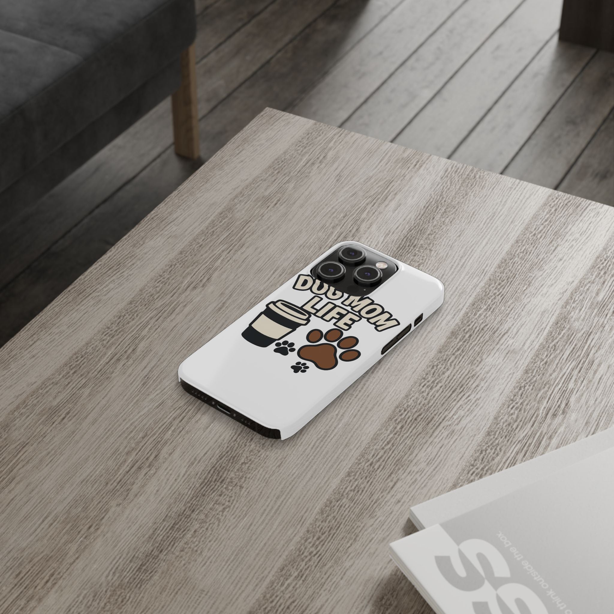 Dog Mom Life Phone Case, Coffee & Paws Illustrated Design, Gift for Dog Lover, Pet Parent Phone Case, Dog Owner Gift