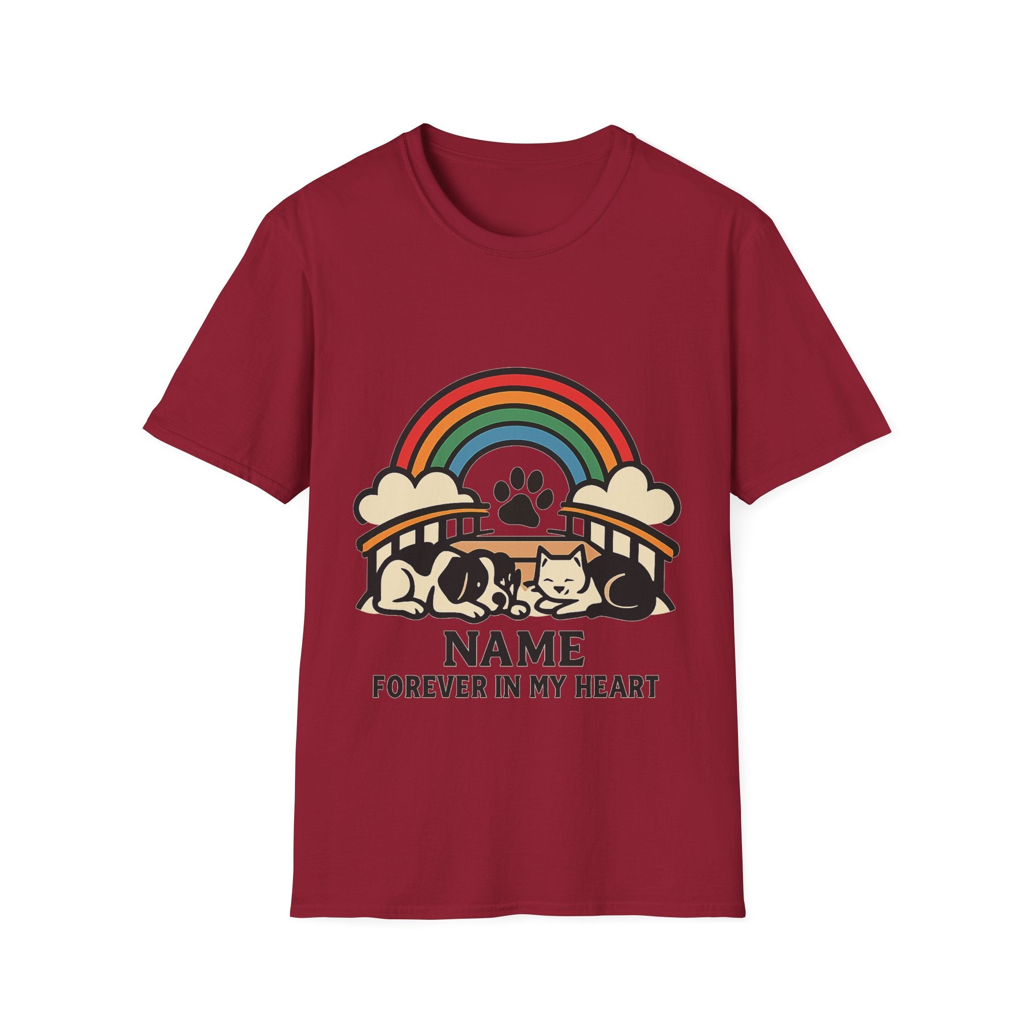 Rainbow Bridge Pet Memorial Shirt, Personalized Dog Cat Loss Gift, Custom Pet Remembrance Tee, Pet Memorial Sympathy Gift