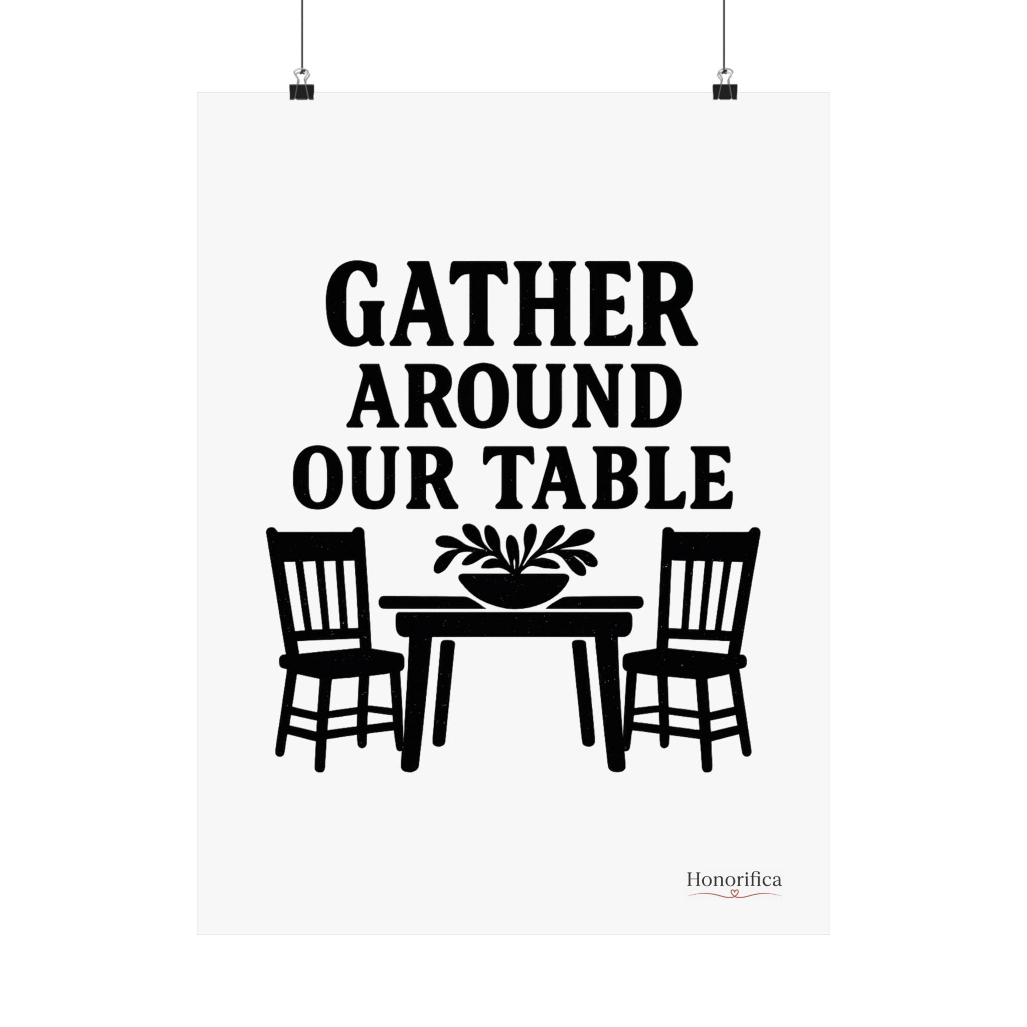 Gather Around Our Table Kitchen Wall Art, Farmhouse Kitchen Decor, Rustic Dining Room Wall Art, Housewarming Gift Poster