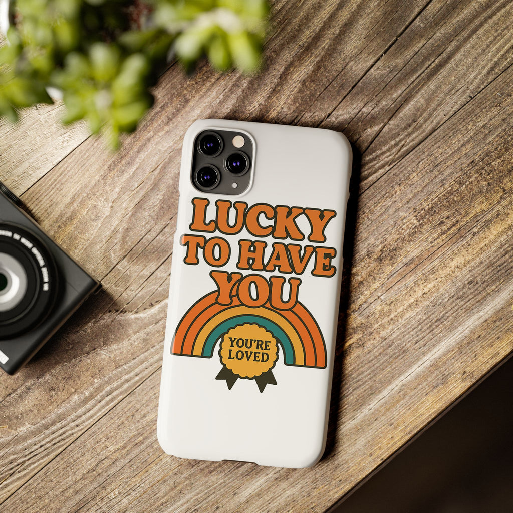 Lucky To Have You Phone Case Friendship Gift Best Friend Galentines Day Retro 70s Rainbow Vintage Appreciation Bestie Squad