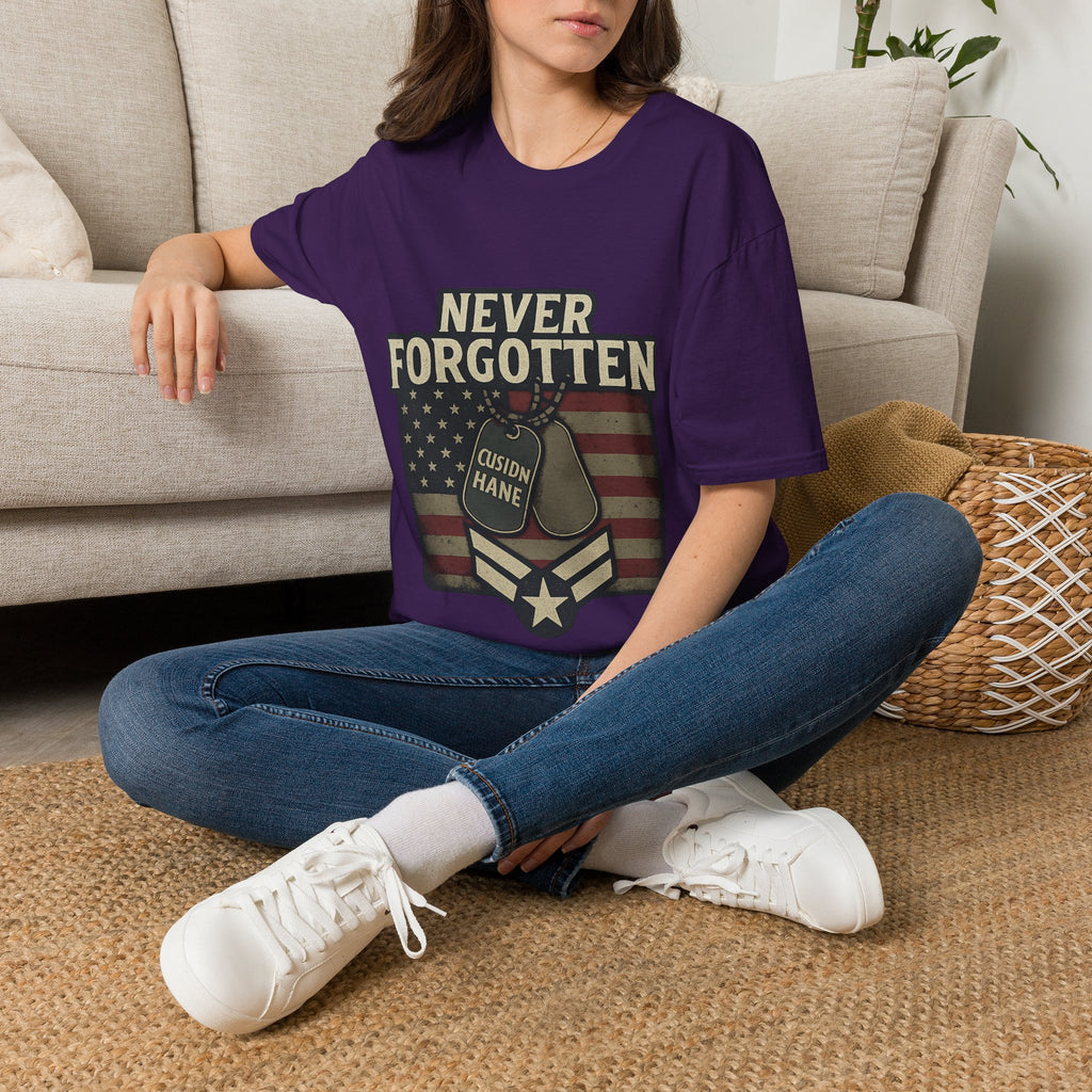 Never Forgotten Veteran Memorial Shirt Custom Name Military Tribute Tee Gold Star Family Gift Personalized Remembrance Tshirt