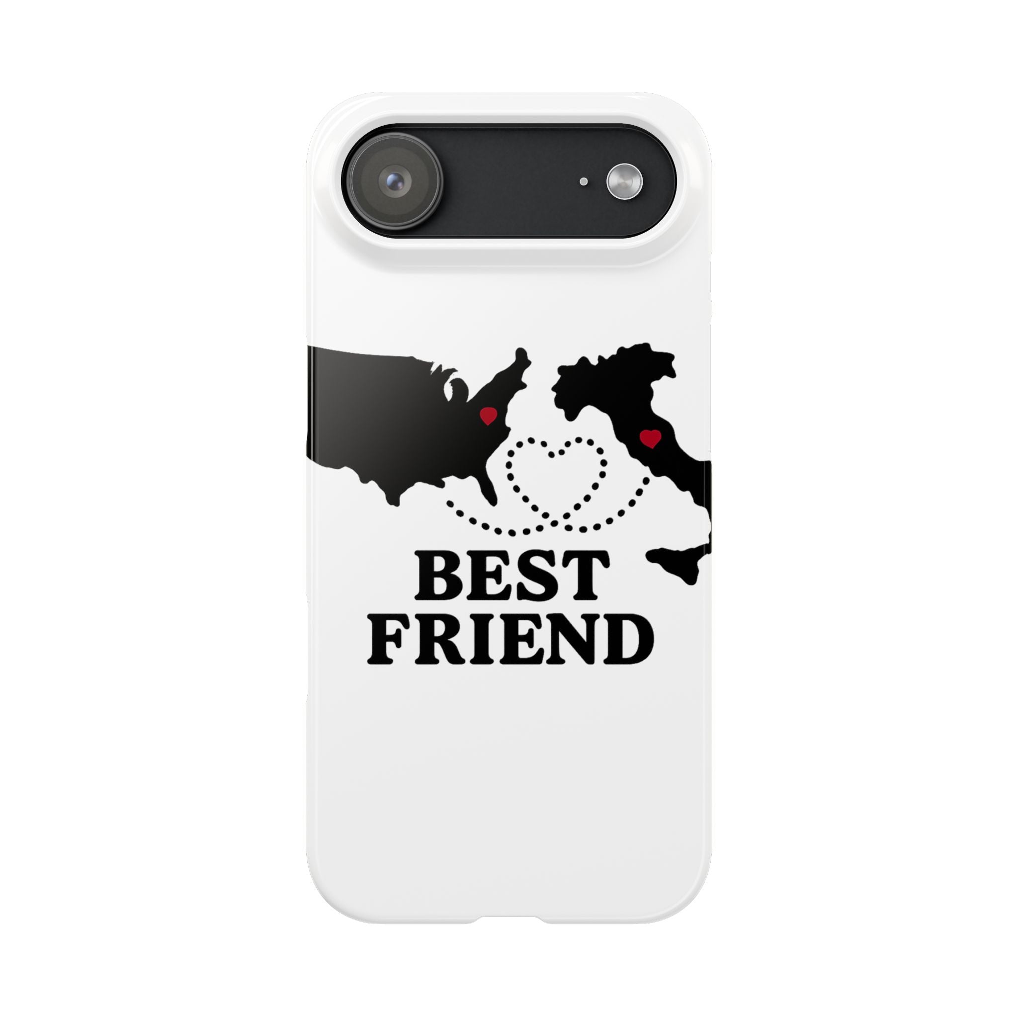 Long Distance Friendship Phone Case Personalized Coordinates Gift Best Friend Custom Location Map Heart Connection BFF