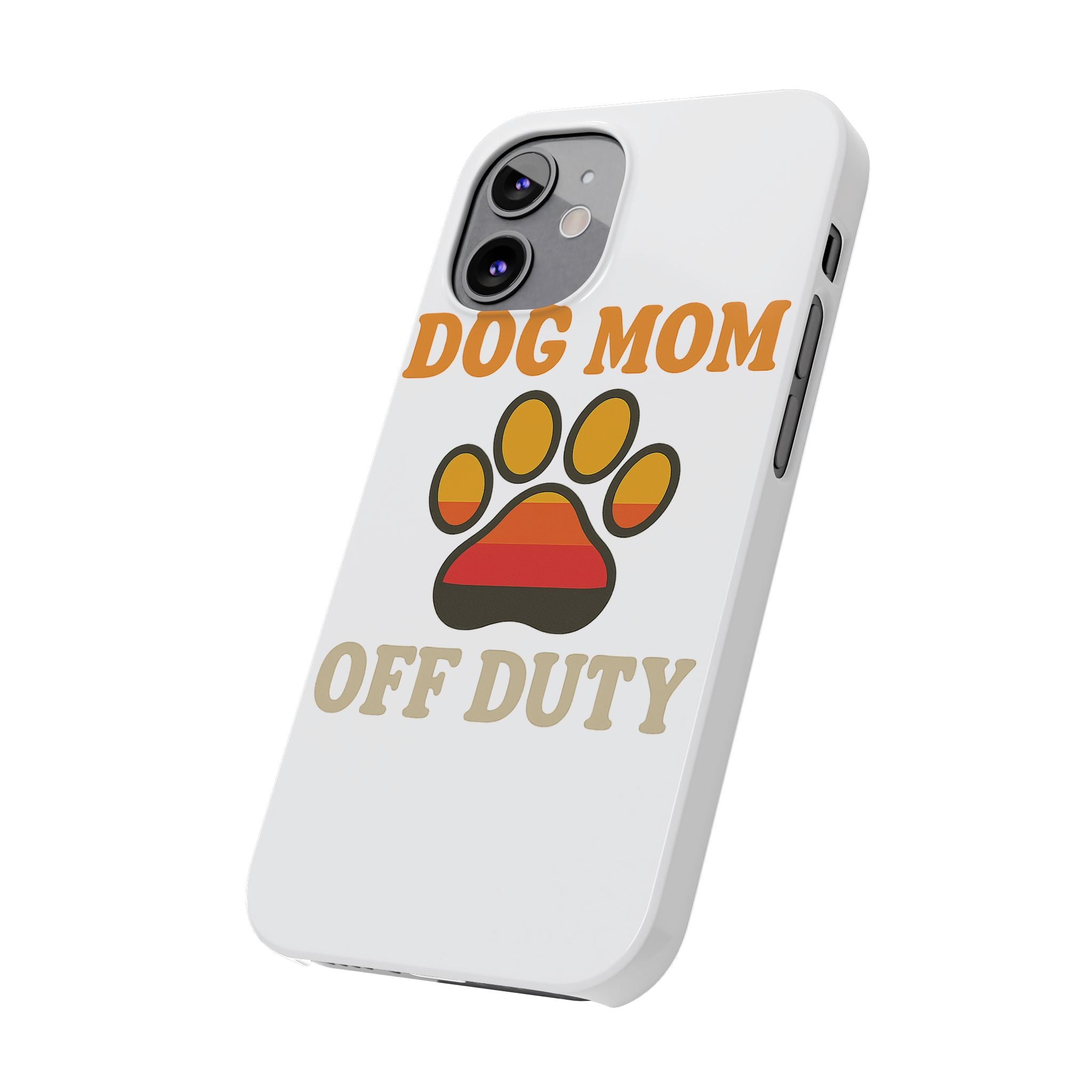 Dog Mom Off Duty Phone Case Retro 70s Vintage Dog Lover Gift Paw Print iPhone Samsung Galaxy Case Funny Pet Owner Gift