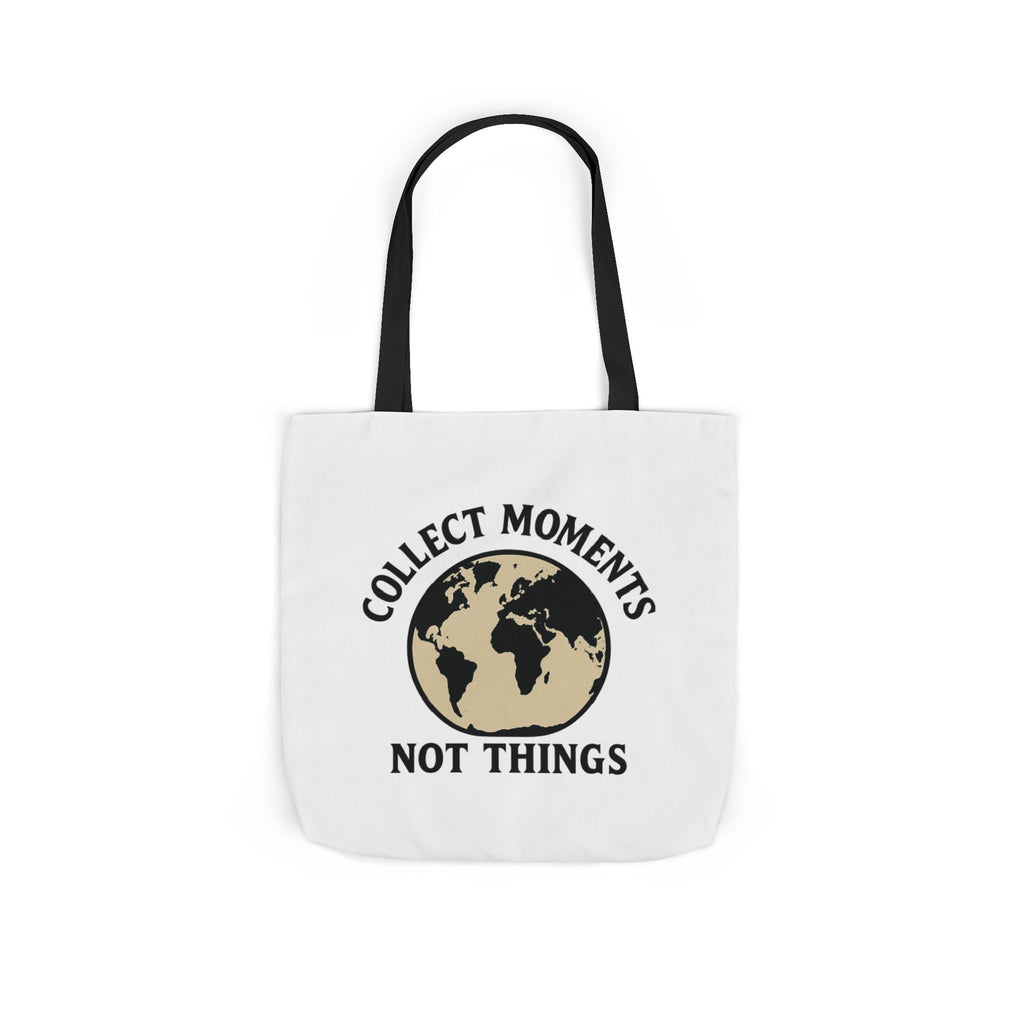 Travel Tote Bag Wanderlust Gift, Collect Moments Not Things Canvas Tote, World Map Tote Bag for Women, Traveler Gift Adventure Lover