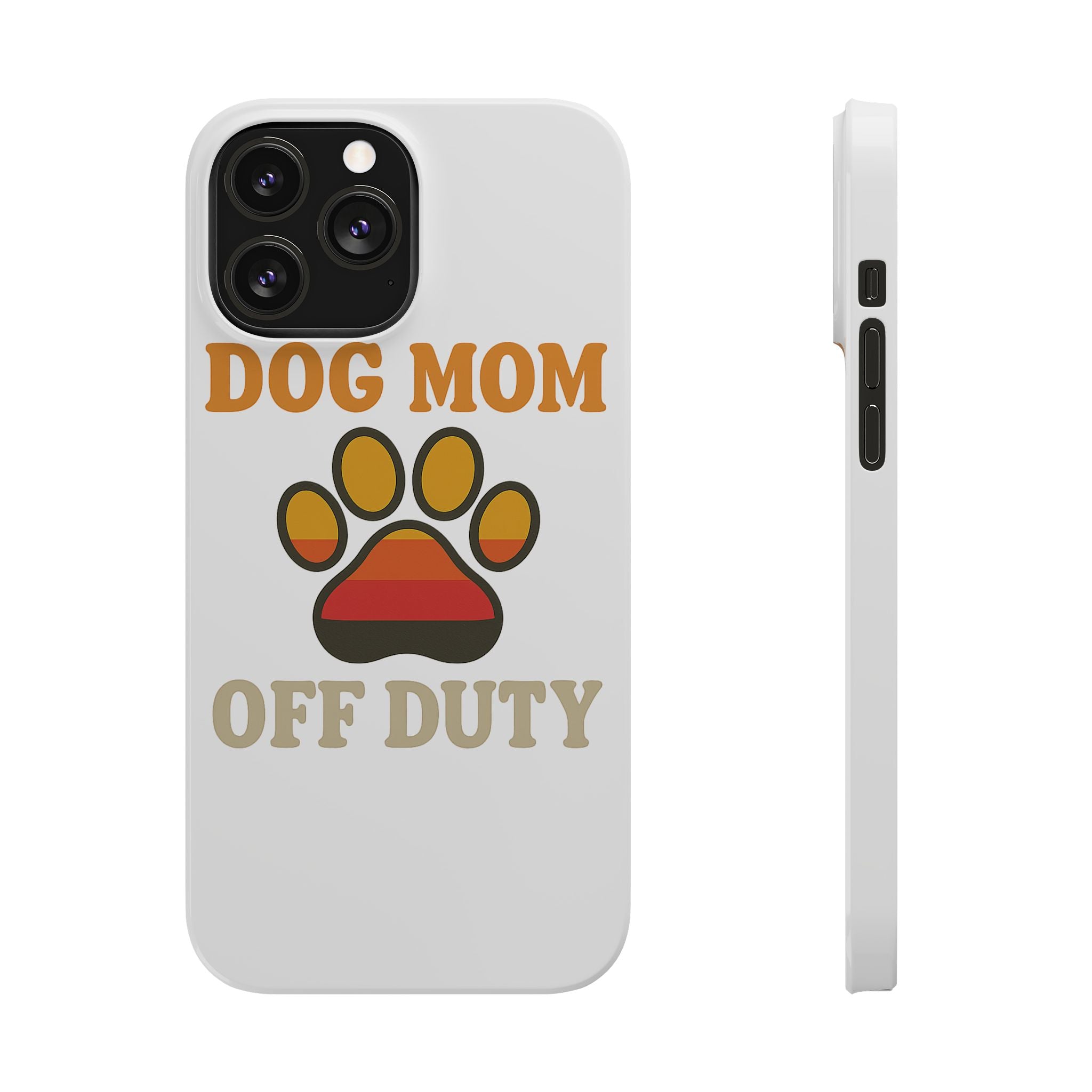 Dog Mom Off Duty Phone Case Retro 70s Vintage Dog Lover Gift Paw Print iPhone Samsung Galaxy Case Funny Pet Owner Gift